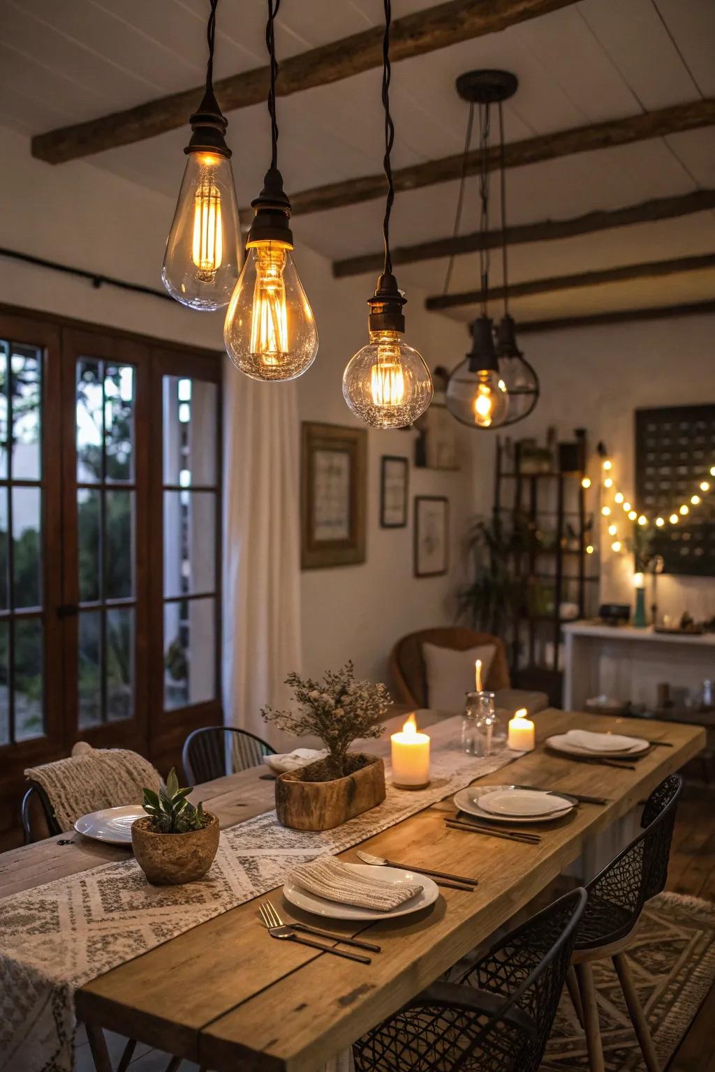 Creator bulbs add a timeless retro charm to your dining room.
