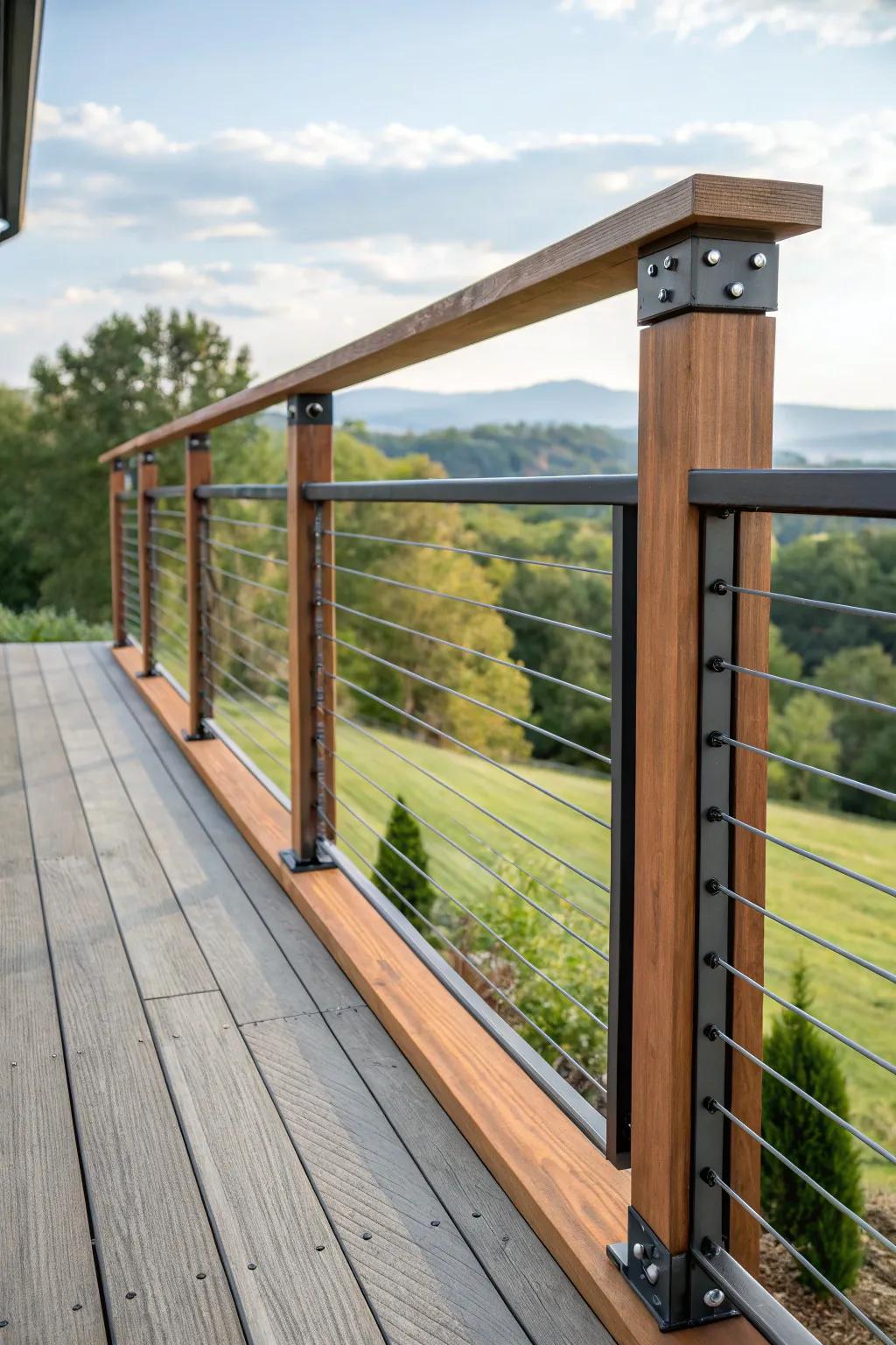 Modern blend: Combining timber and metal for farmhouse appeal.