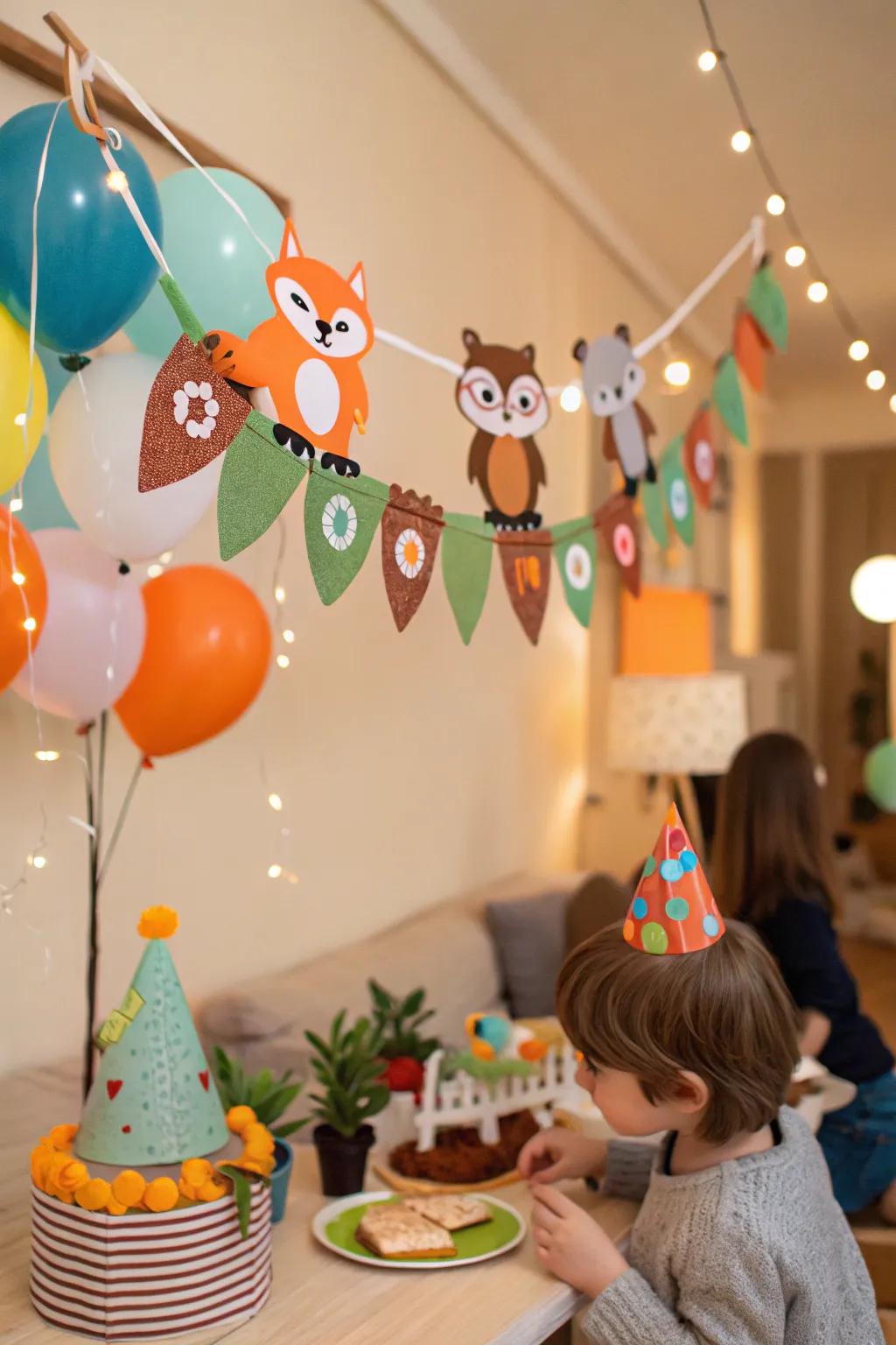 Any child's party will be made more whimsical with felt animal garlands.