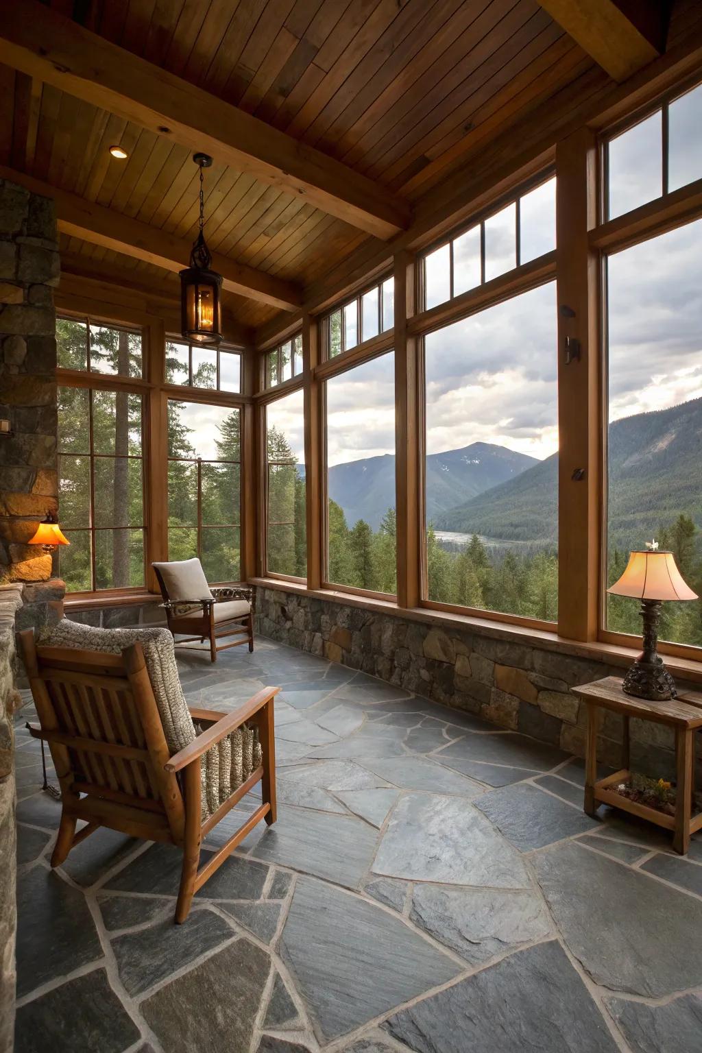 Natural stone flooring establishes a luxurious sensation in any environment.