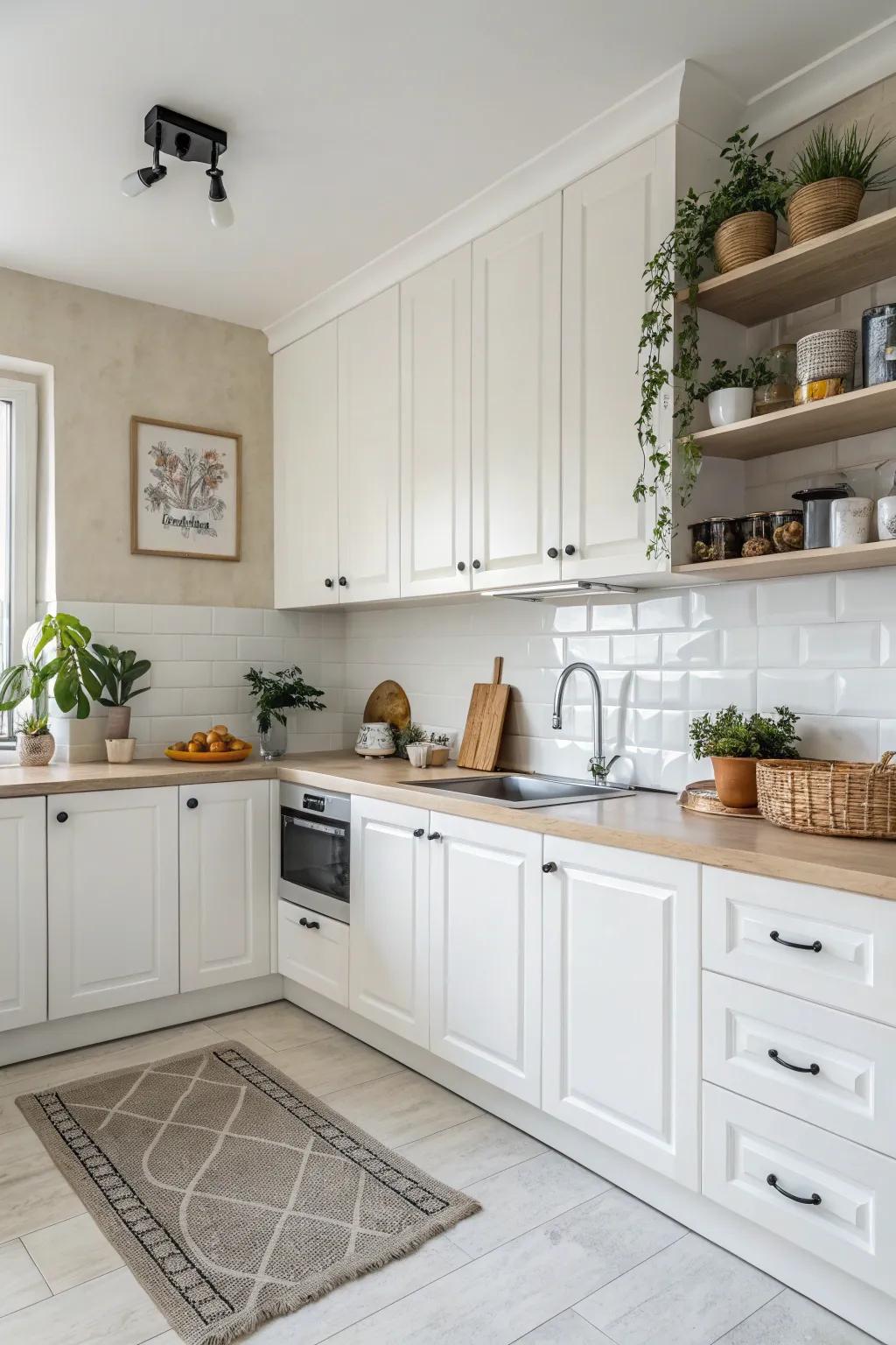 A bright and airy color scheme ideally suited for a fresh kitchen aesthetic.