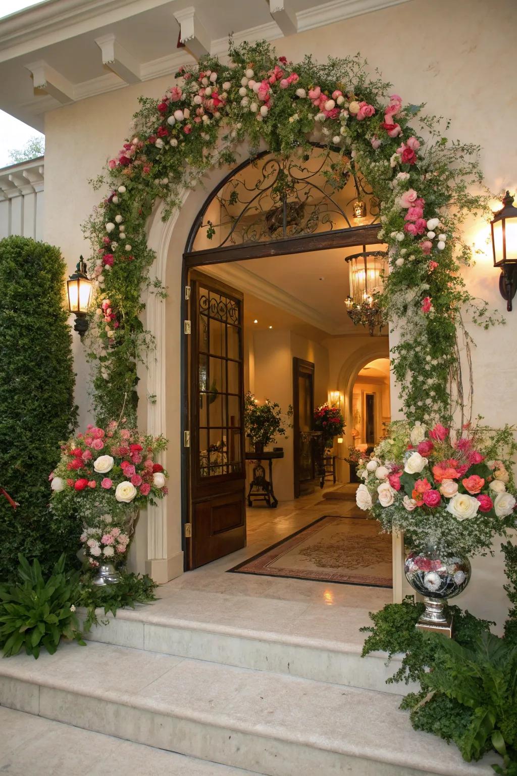 Create a grand entrance with breathtaking blossom decor.