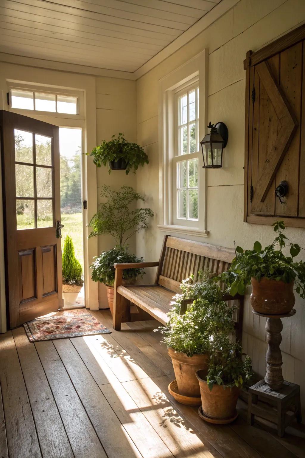 Greenery adds a lively touch.
