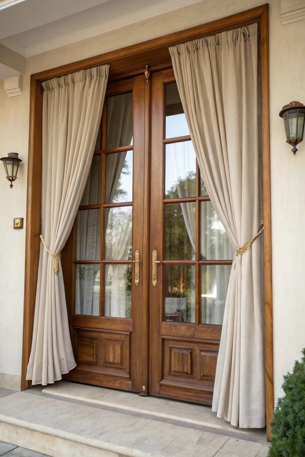 Door curtains that offer privacy and can be adjusted.