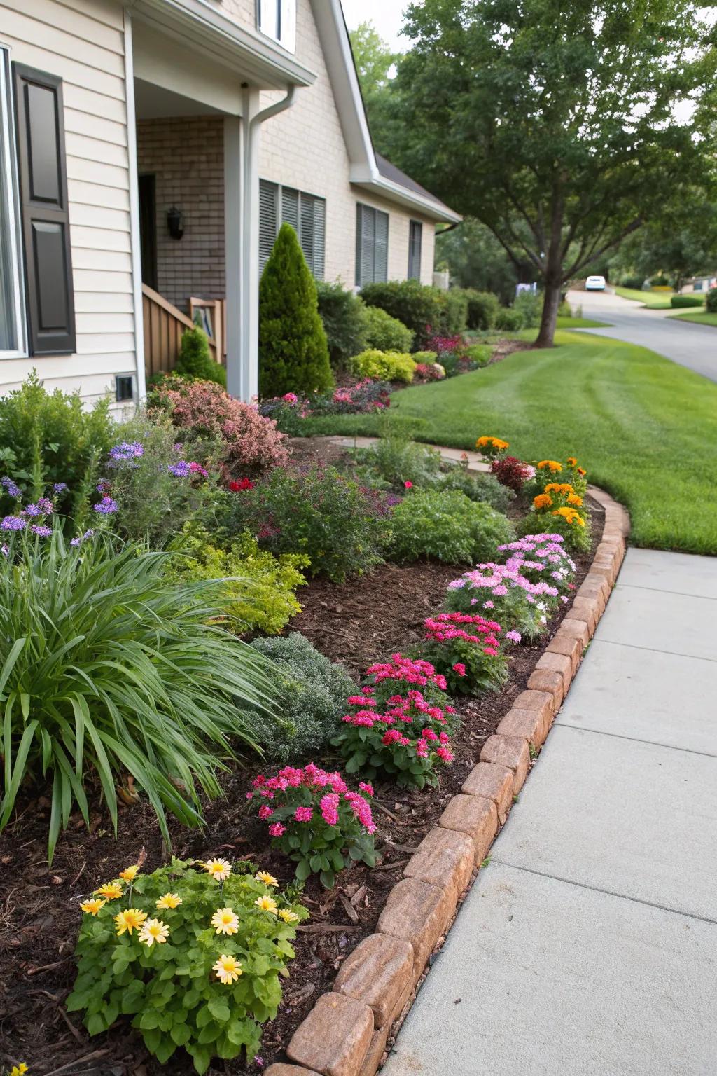 Mulch beds enhance beauty and simplify upkeep.