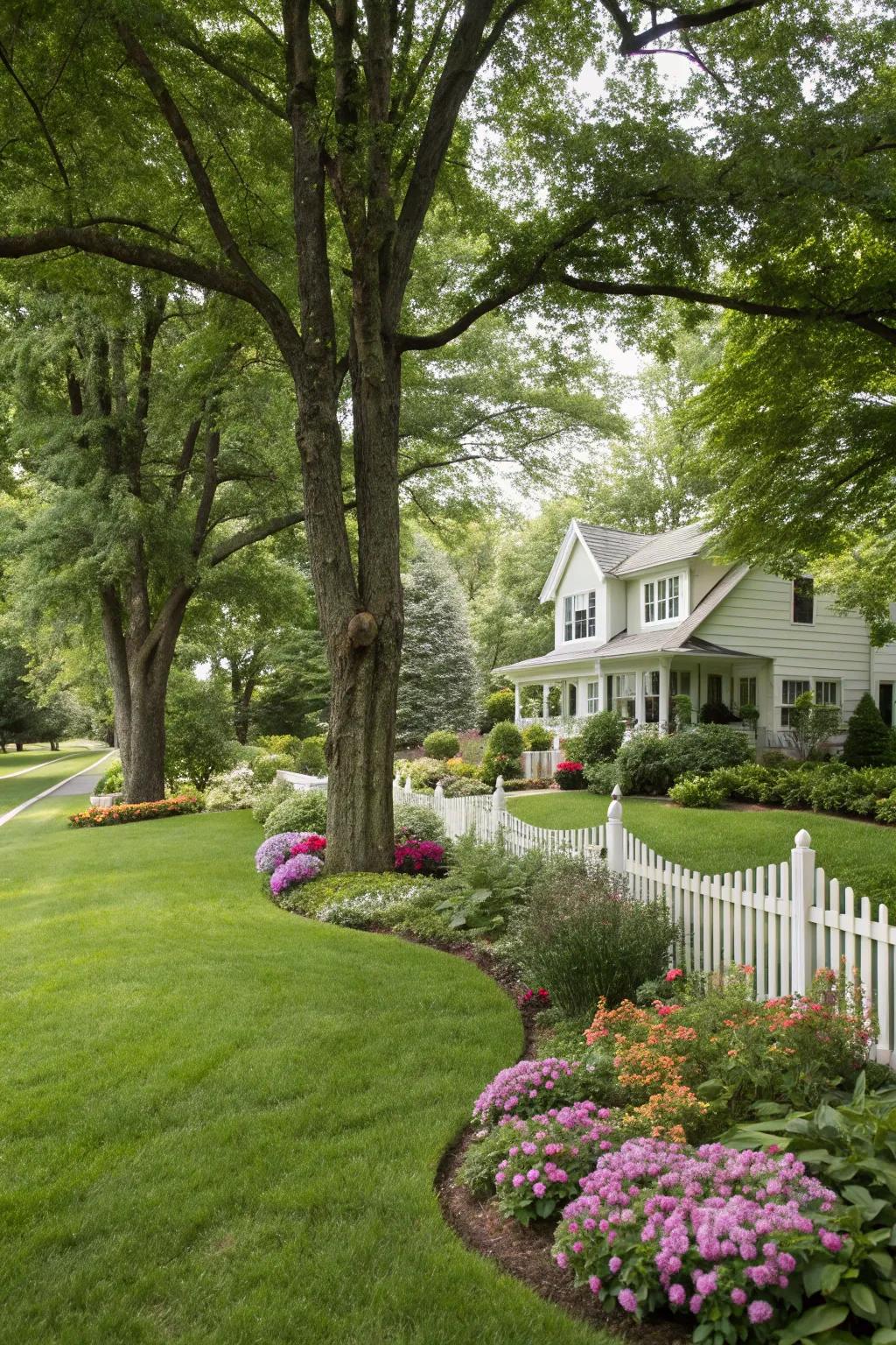 Tall trees offer upward elegance and natural seclusion.
