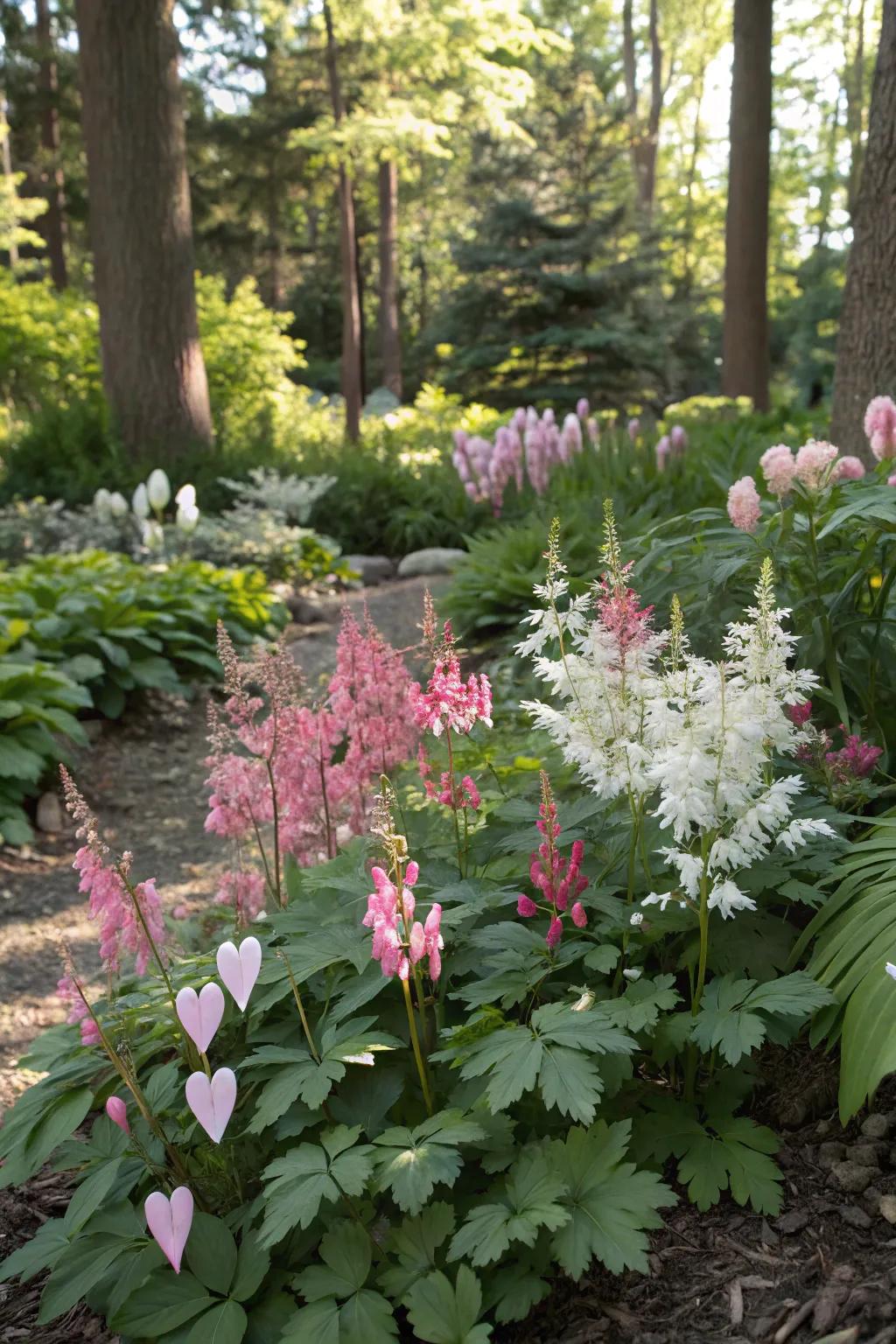 Colorful perennials inject vibrant bursts into shaded spaces.