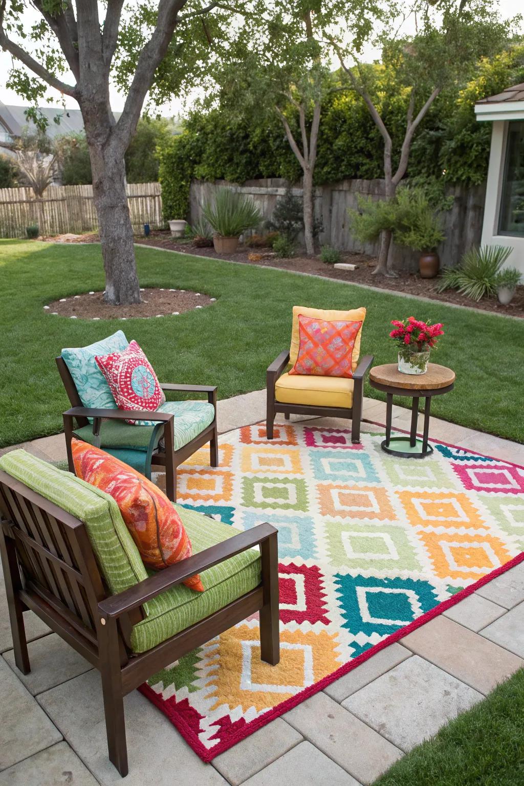 Define your space with a flexible exterior floor covering.