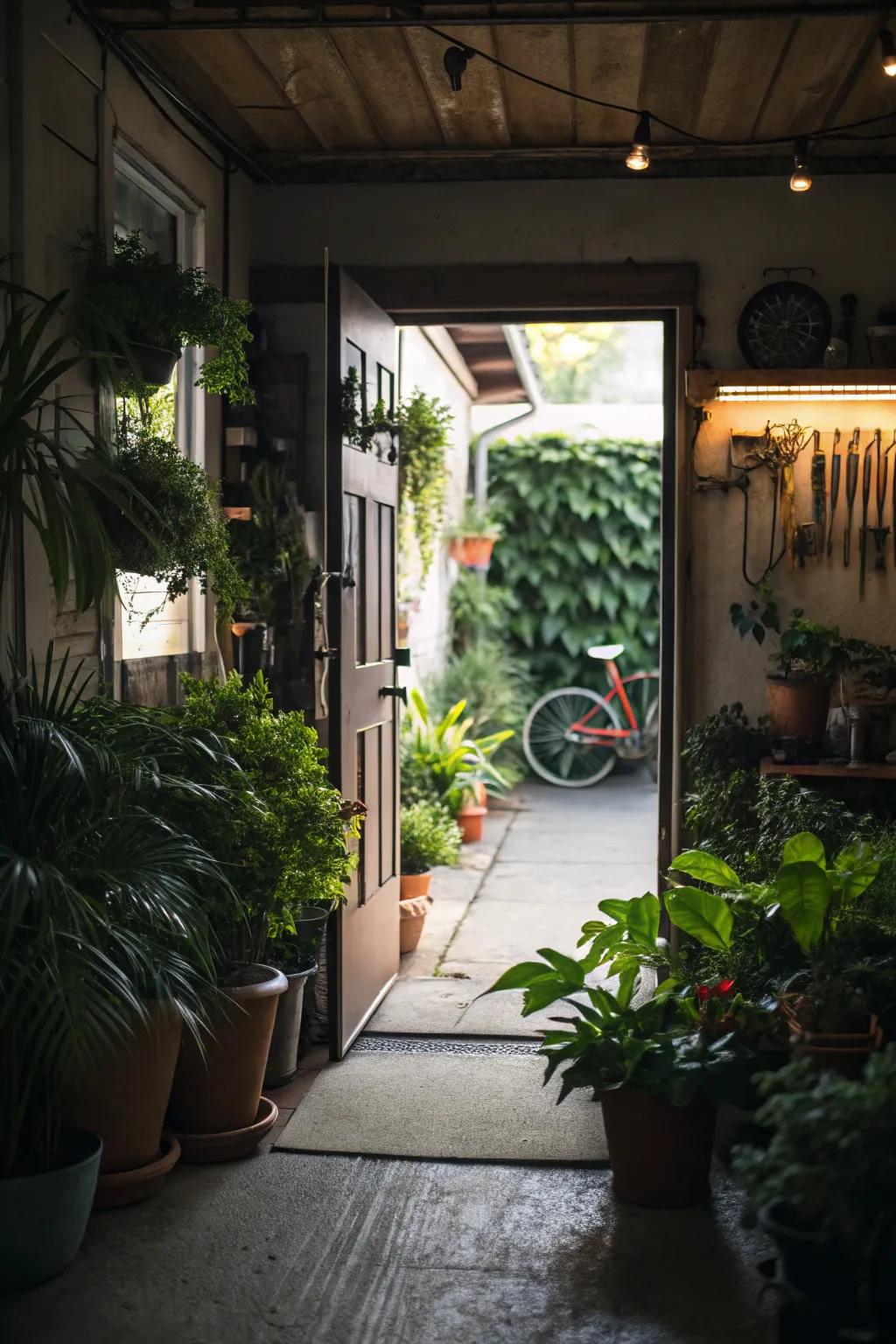 Greenery animates your entryway and fashions an inviting ambiance.