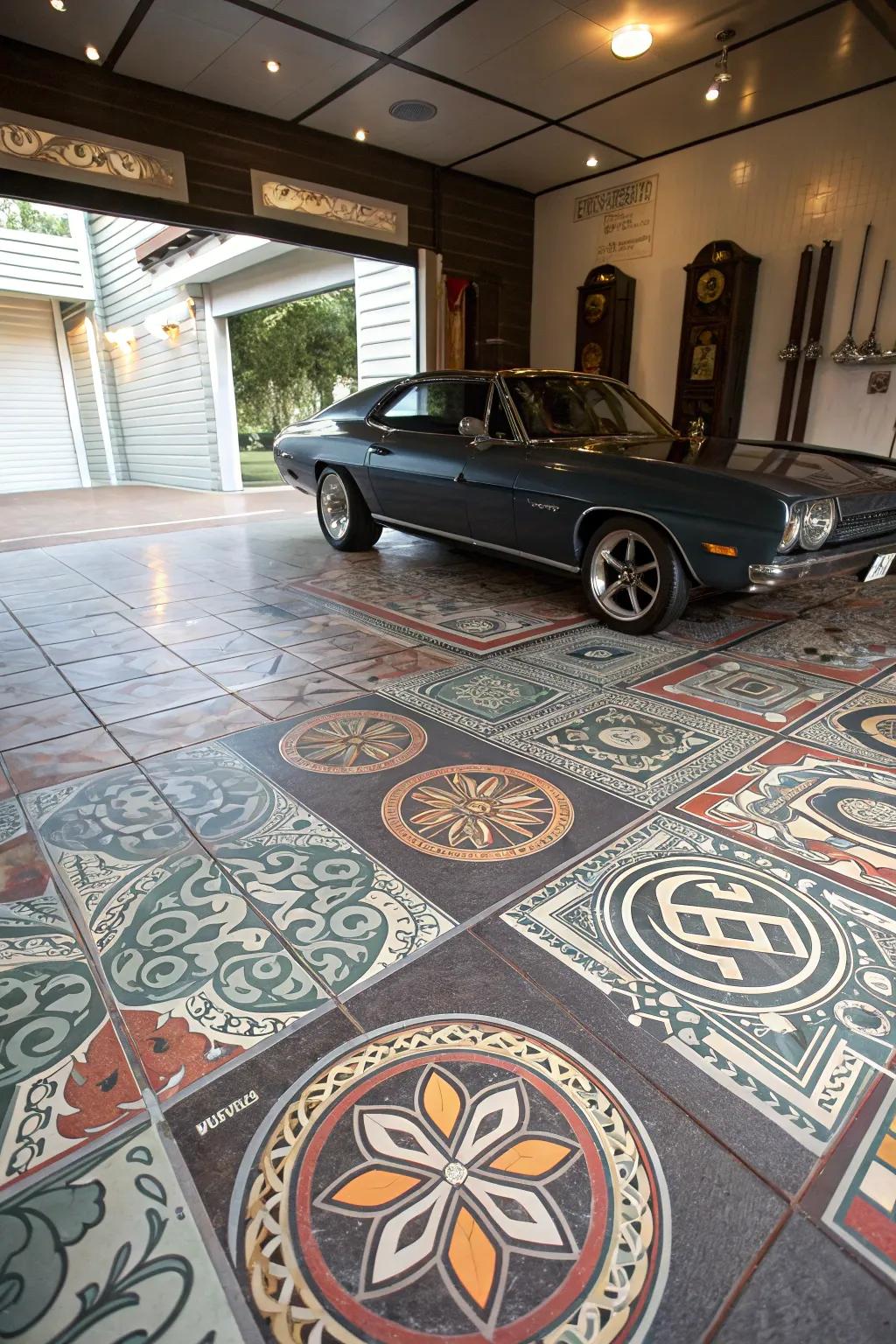 Include a personal touch through tailored design tiles inside your garage.