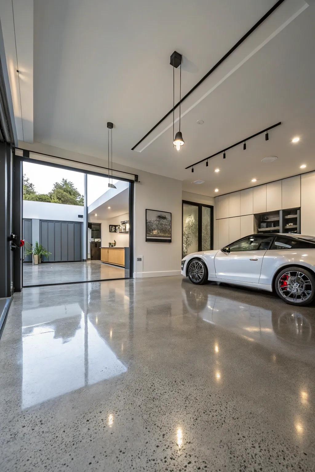 Upgrade to polished concrete for a floor that’s both sleek and strong.