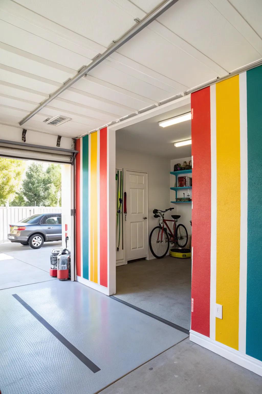 Banded walls for a fun touch.