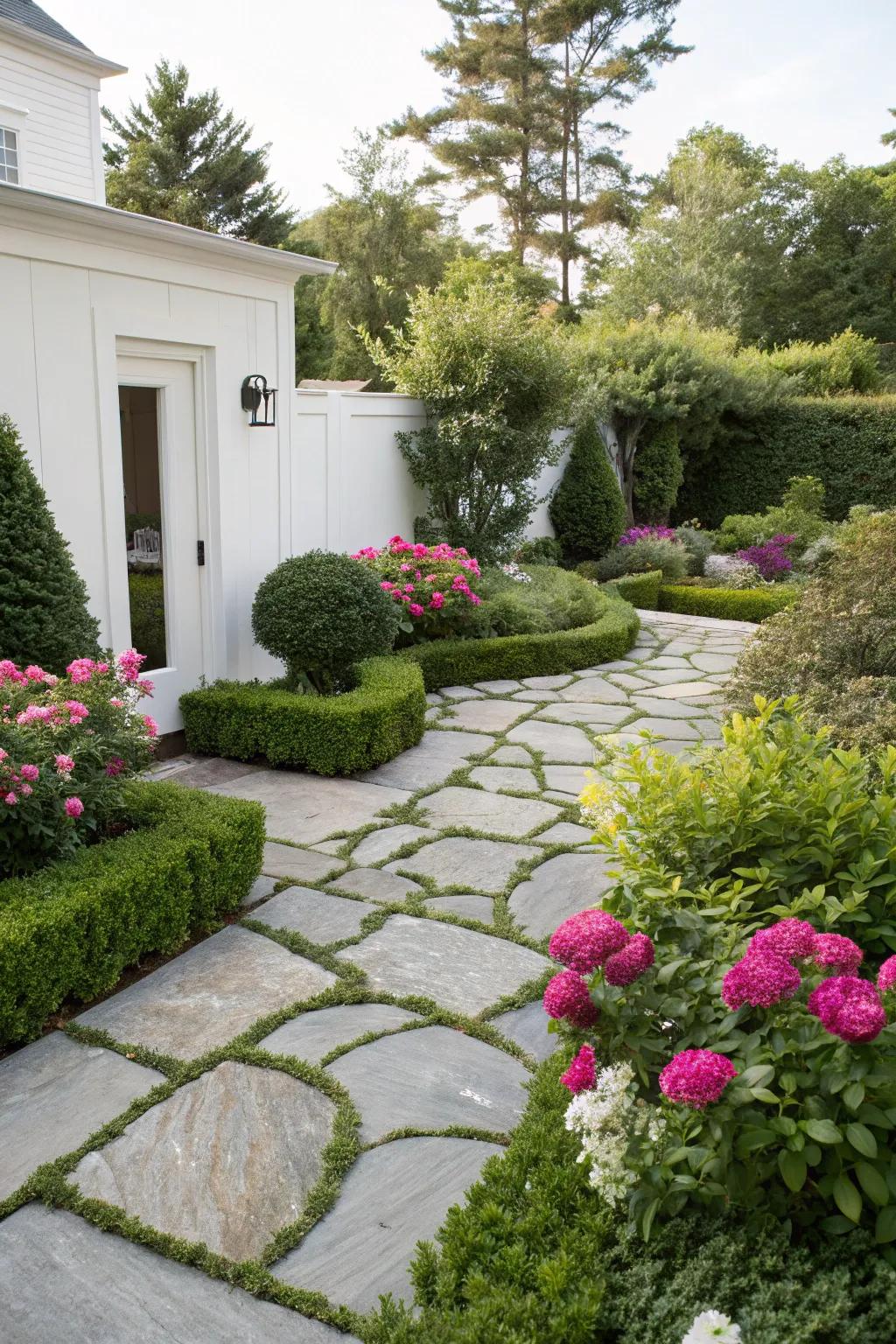 Stone ground overlay offering a neat and tidy garden visual.
