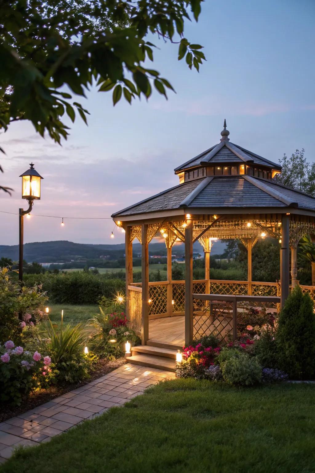 Solar lights provide an eco-friendly means of illuminating your gazebo.