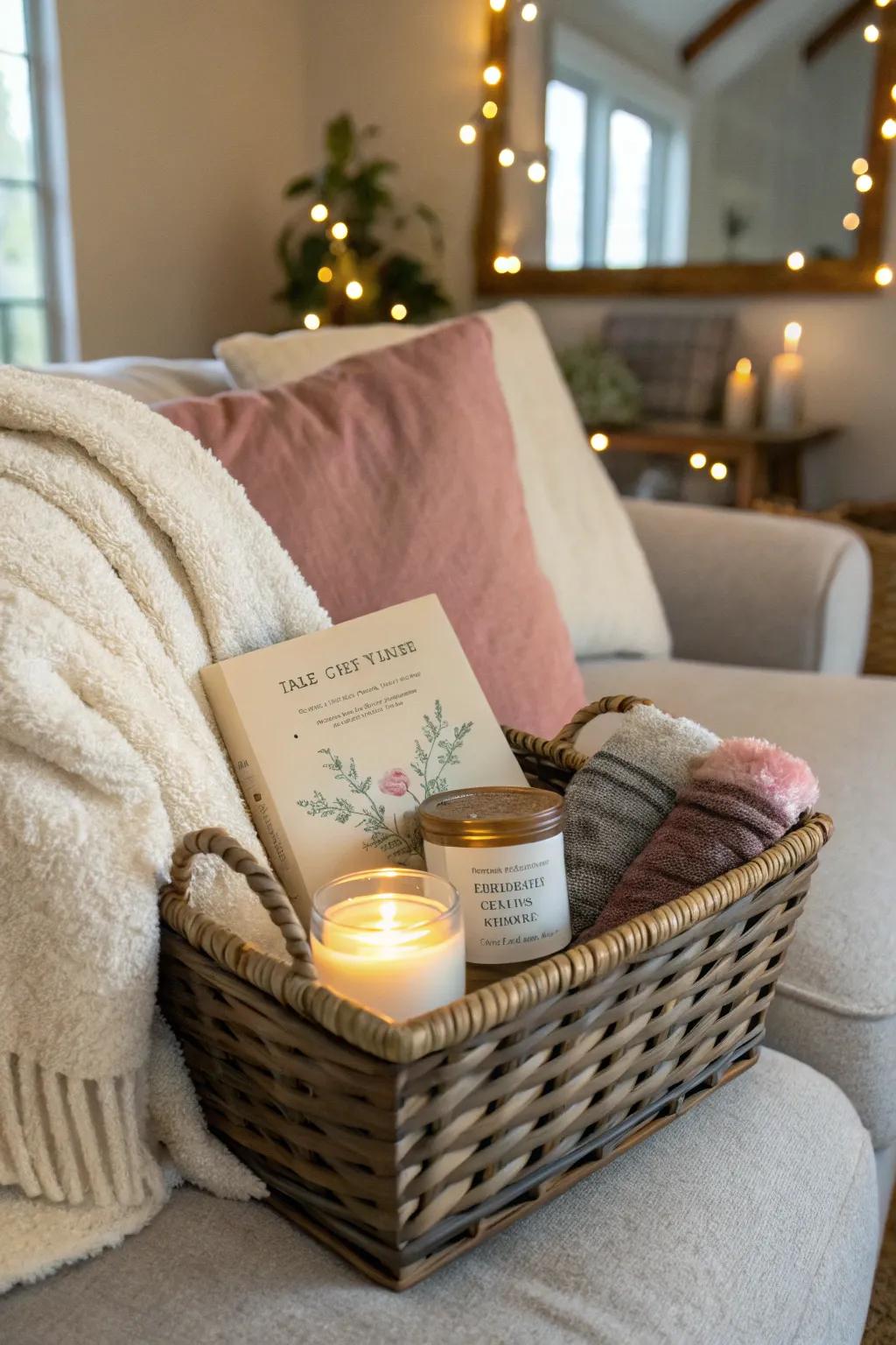 For a relaxing and cozy evening, mom will be thankful for this basket.