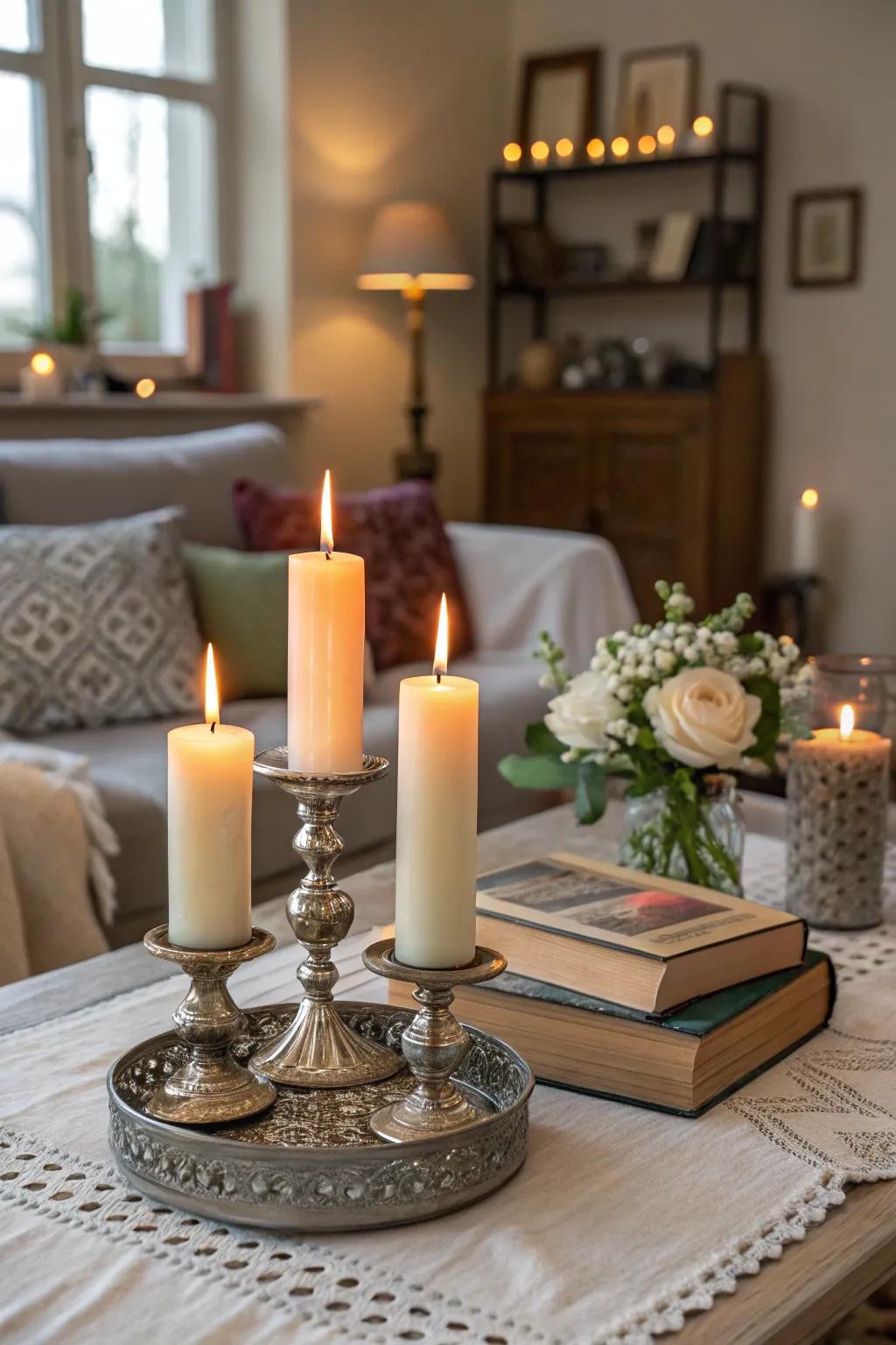Create a peaceful environment with these exquisitely designed wax lights.