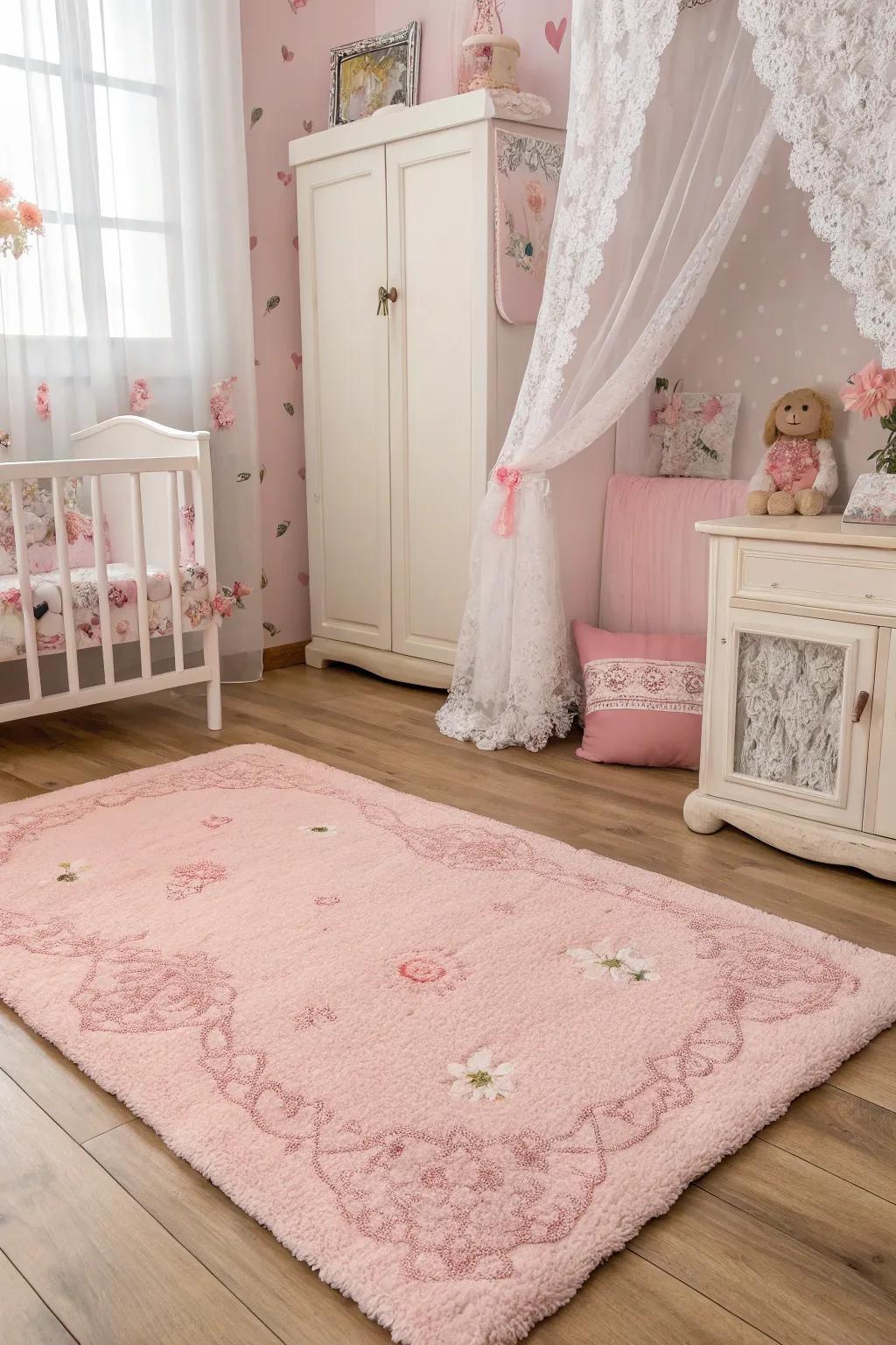 A plush rug adds softness and warmth to any space.