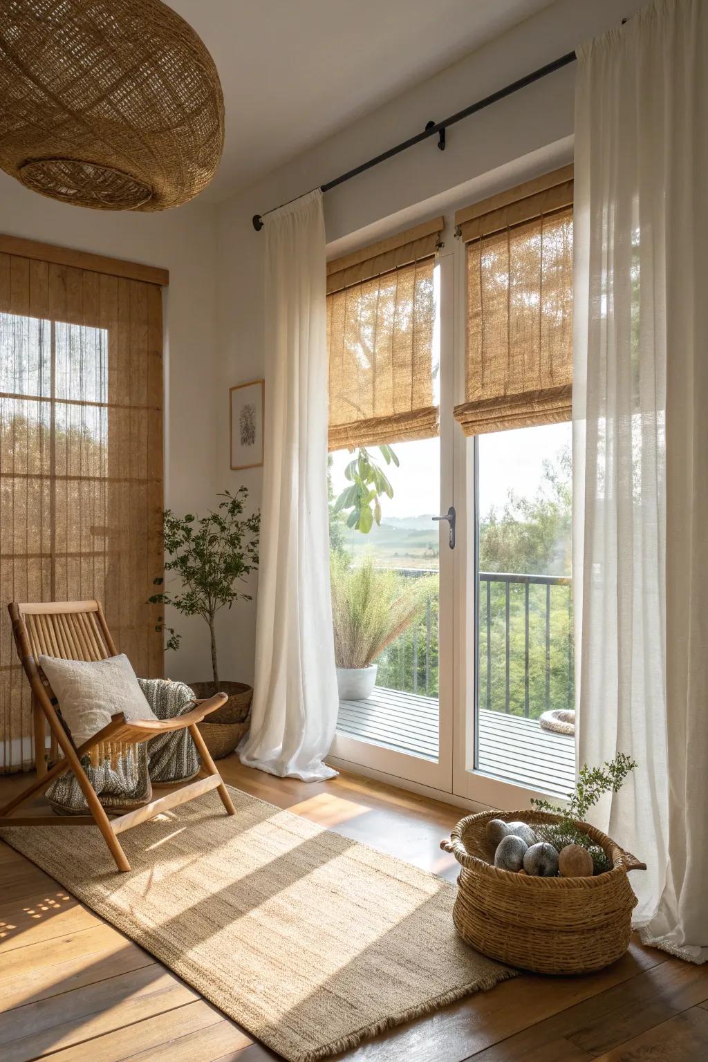 Bring the beauty of the outdoors in with plant fiber screens that offer both warmth and texture.