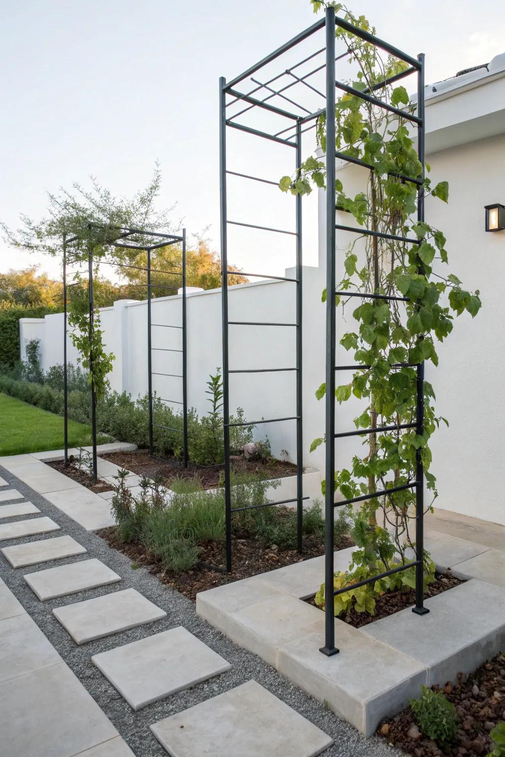 Metal structures give a contemporary feel while being very resilient.