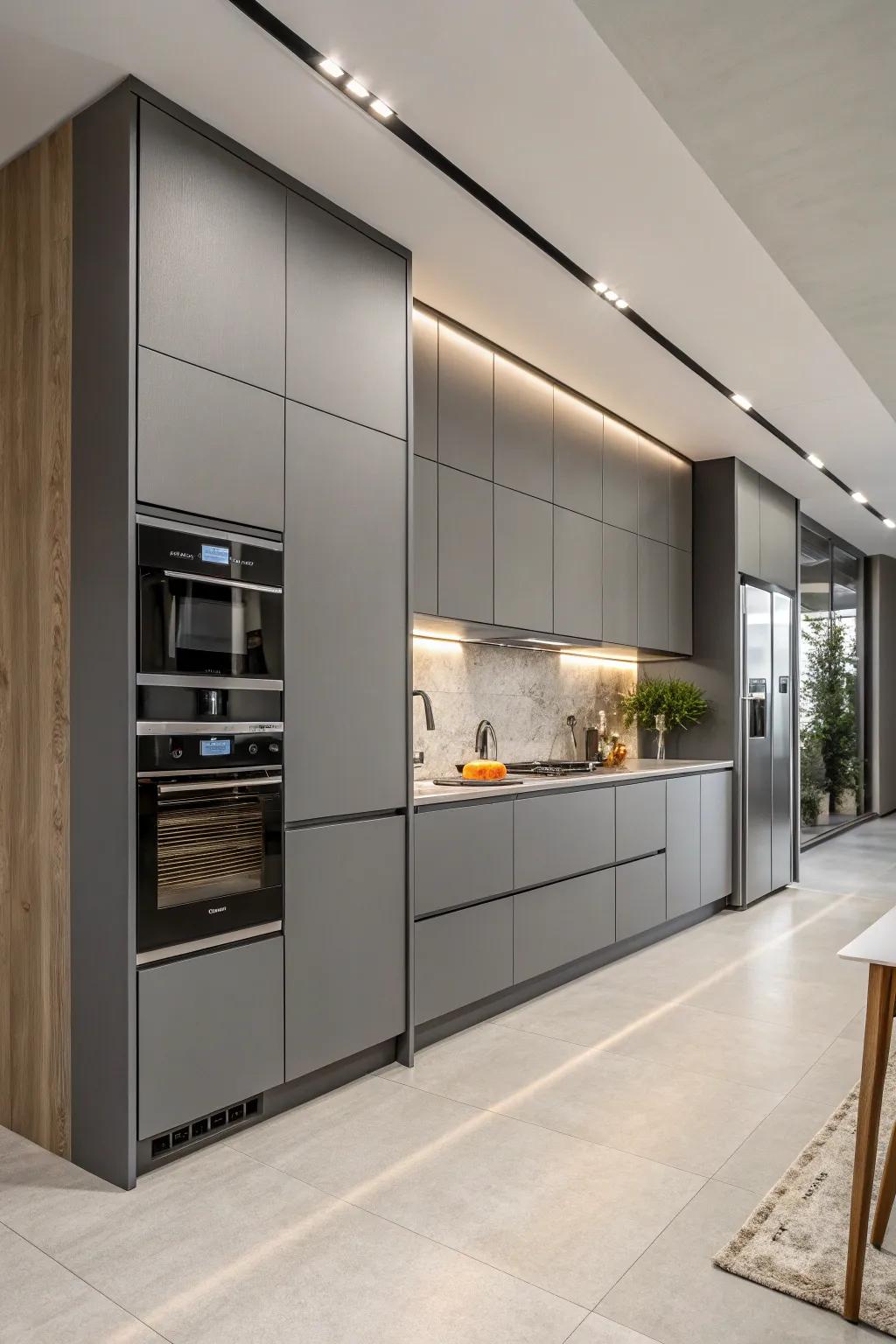 Concealed technology ensures a uniform look alongside gray units.