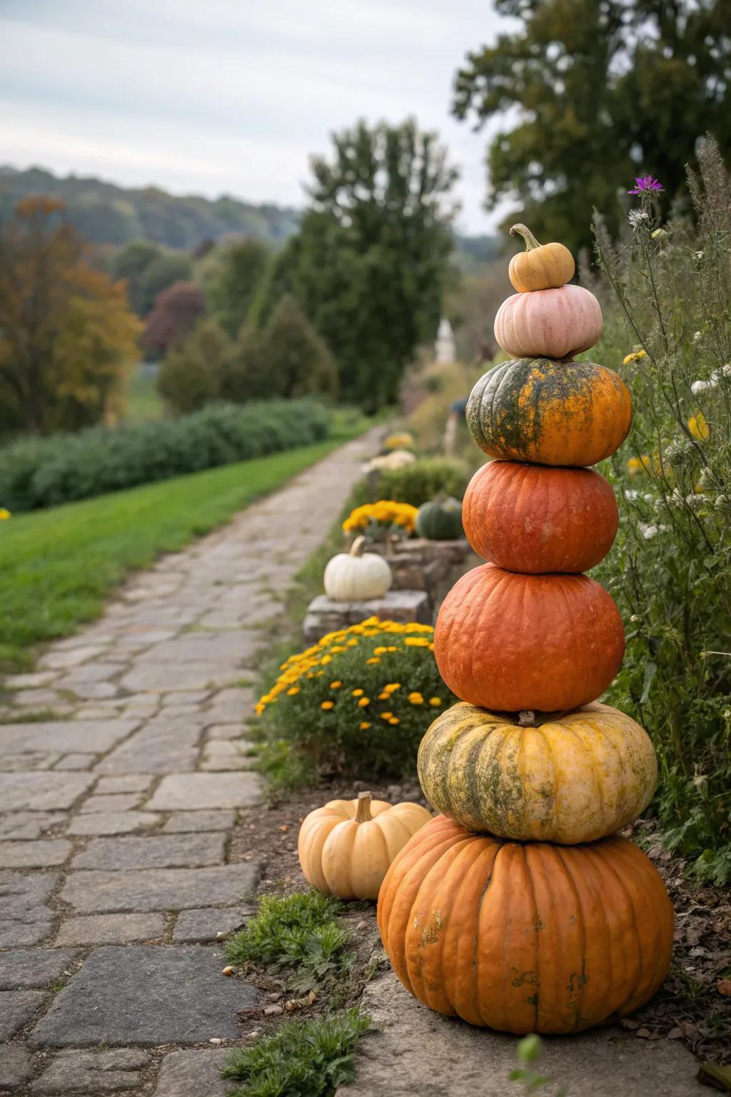 Craft a remarkable presentation with a multi-pumpkin structure.