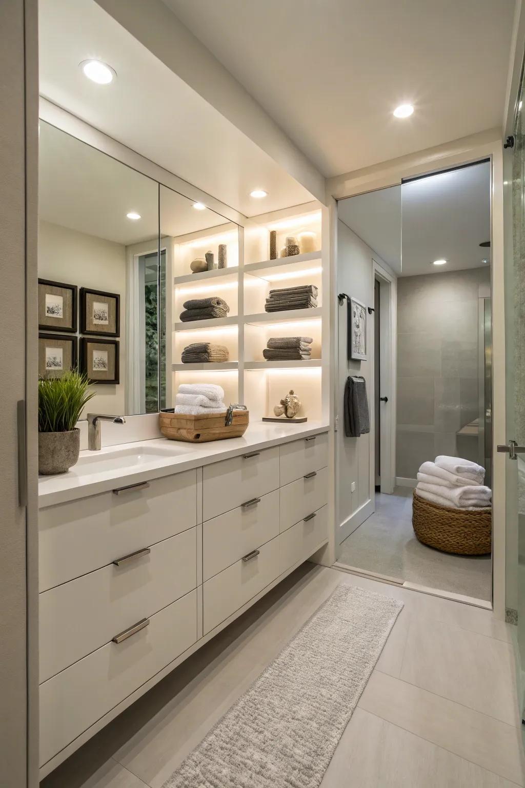 Smart storage ensures your bathroom is organized and efficient.