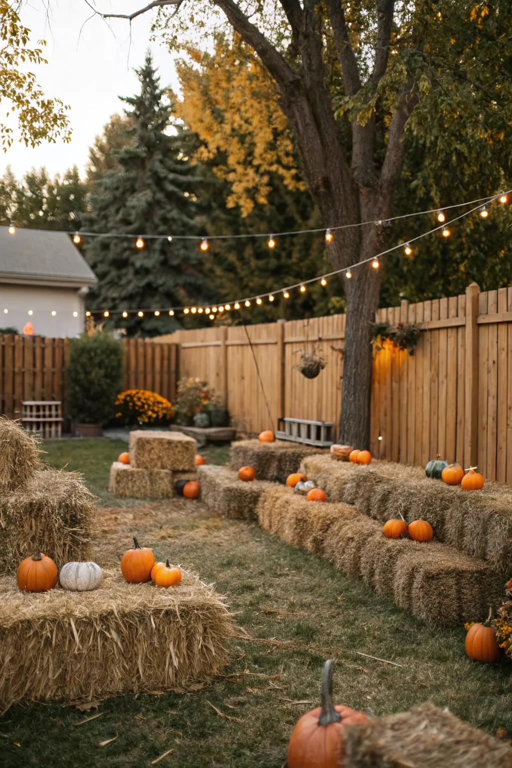 A lively gourd garden arrangement in the backyard.