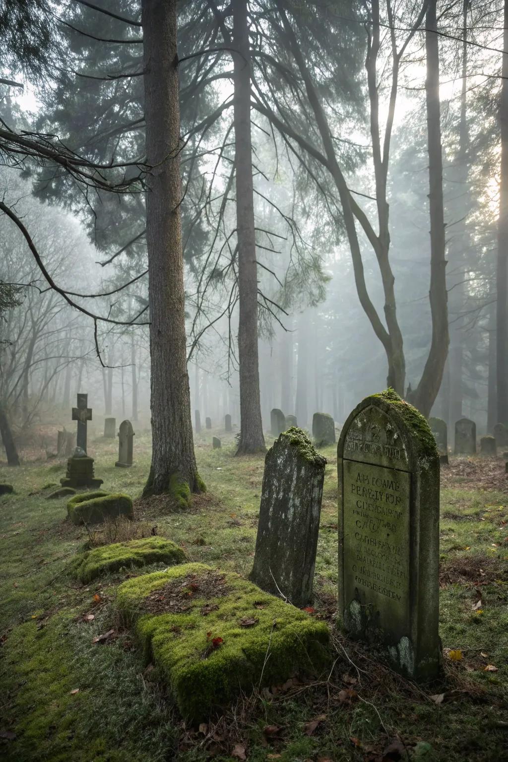 A haunted trail isn't complete without a mysterious graveyard.