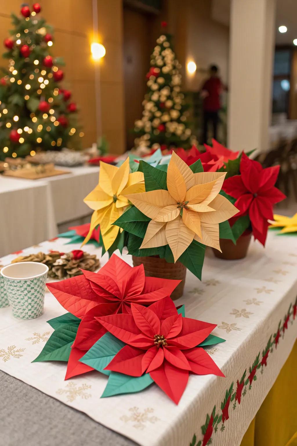 Handmade poinsettias adding a personal touch to your tropical Christmas.