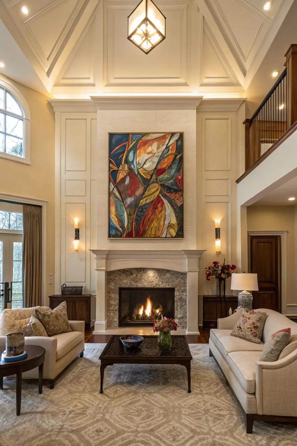 Generous art pieces introduce a splash of individuality and refinement.