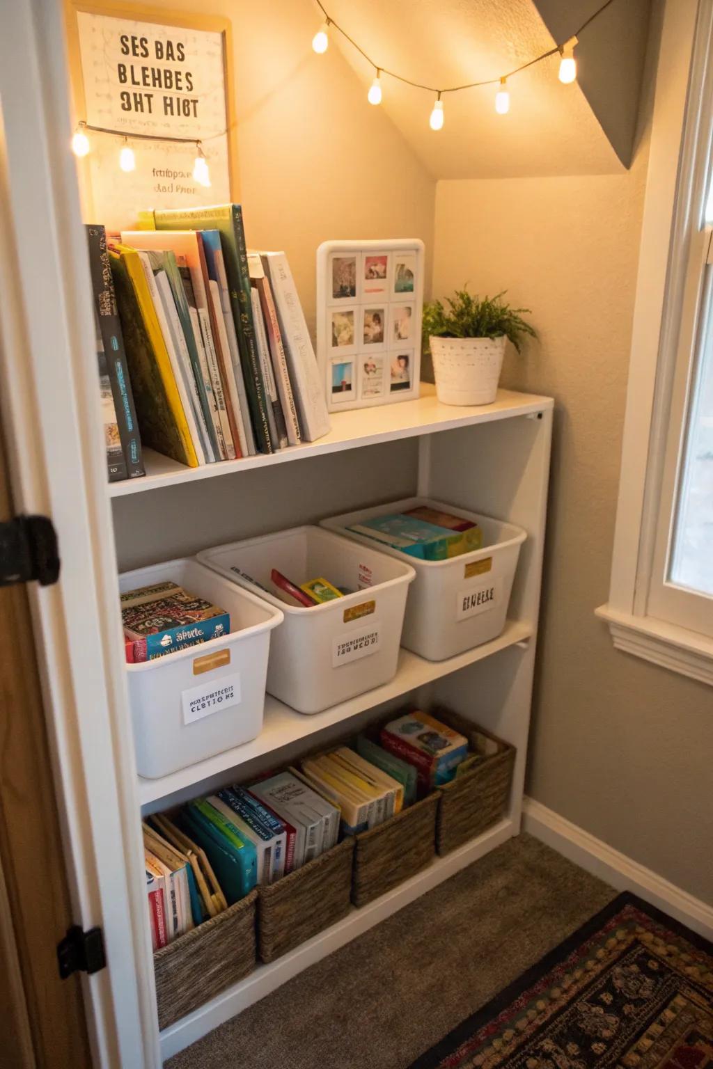 Organizational tools keep your homeschool materials tidy and accessible.