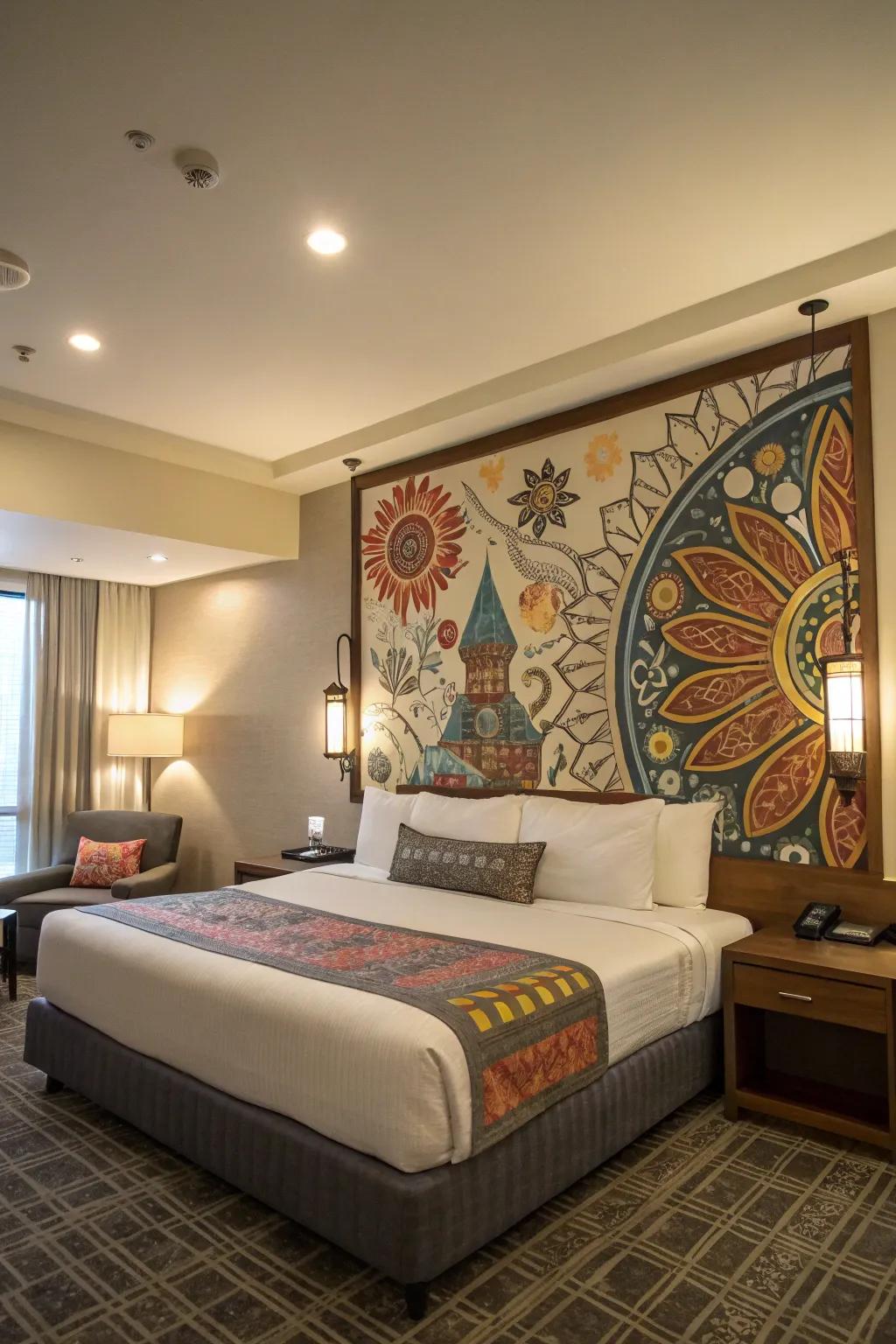 Decorative wall art adds personality and a sense of place to hotel rooms.