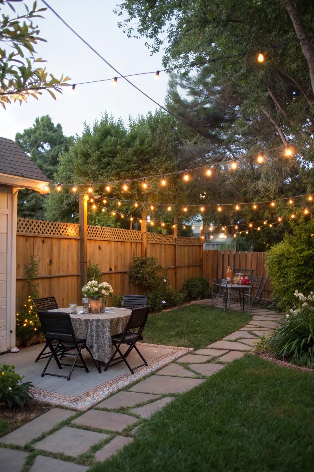 Enchanting decorative lighting setting the mood for a housewarming party