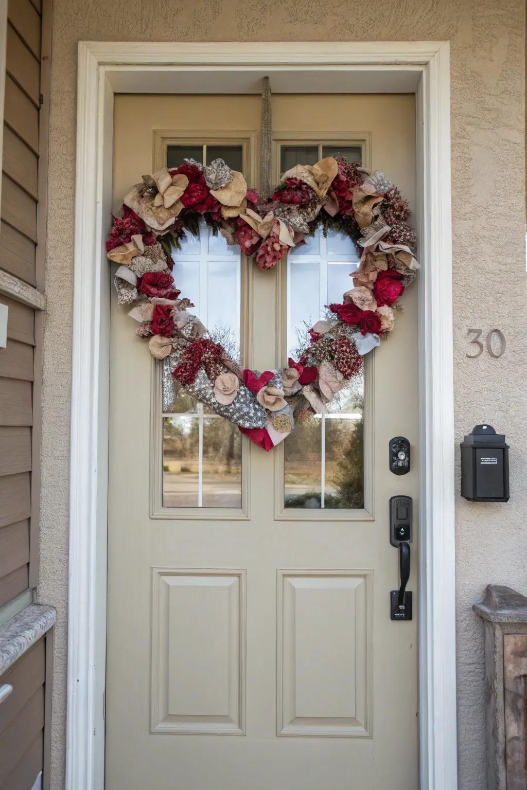 A welcoming heart-themed decoration for Valentine's Day.