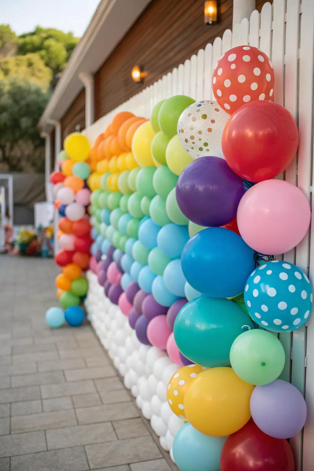 A breathtaking balloon wall backdrop, ideal for creating unforgettable photographic opportunities.
