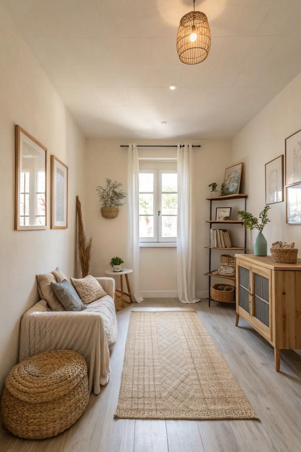 With light-colored walls, a small room seems bigger.