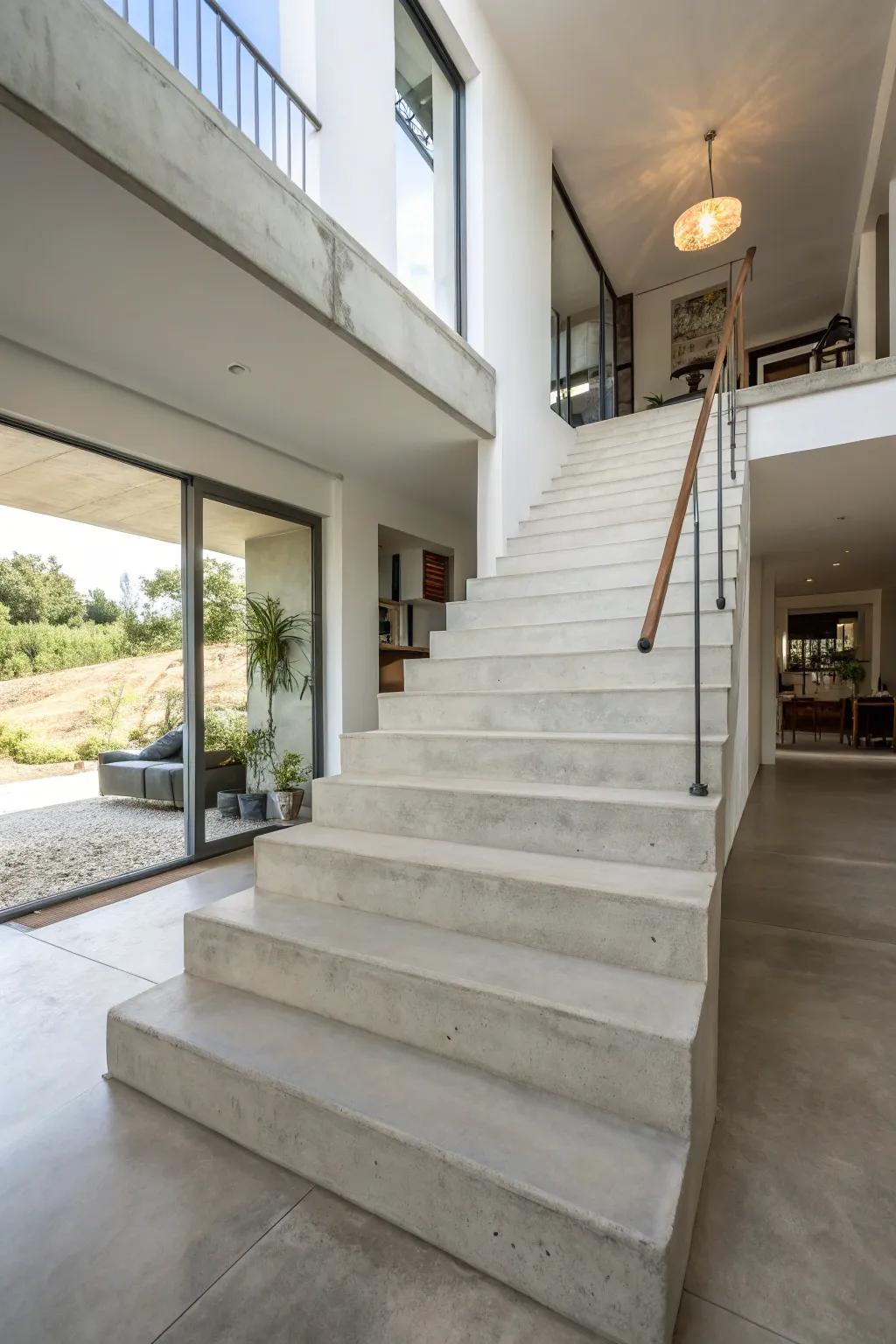 Sleek and modern concrete stairs for a minimalist design.