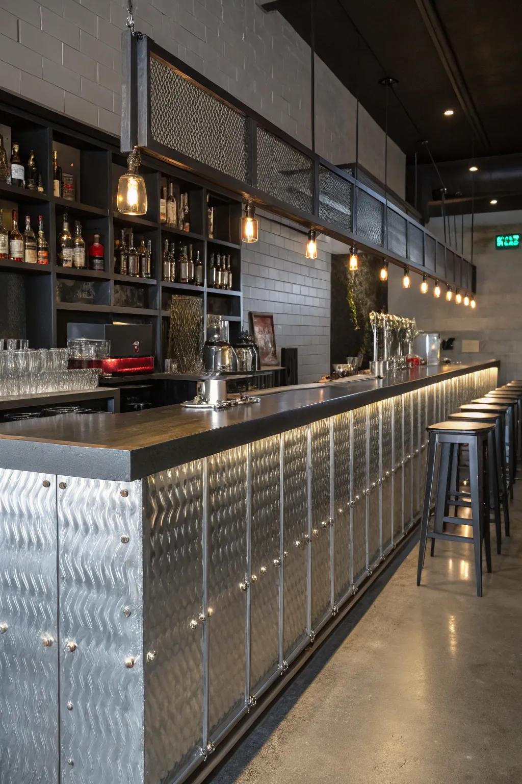 Metal sheeting lends an industrial edge to your design.