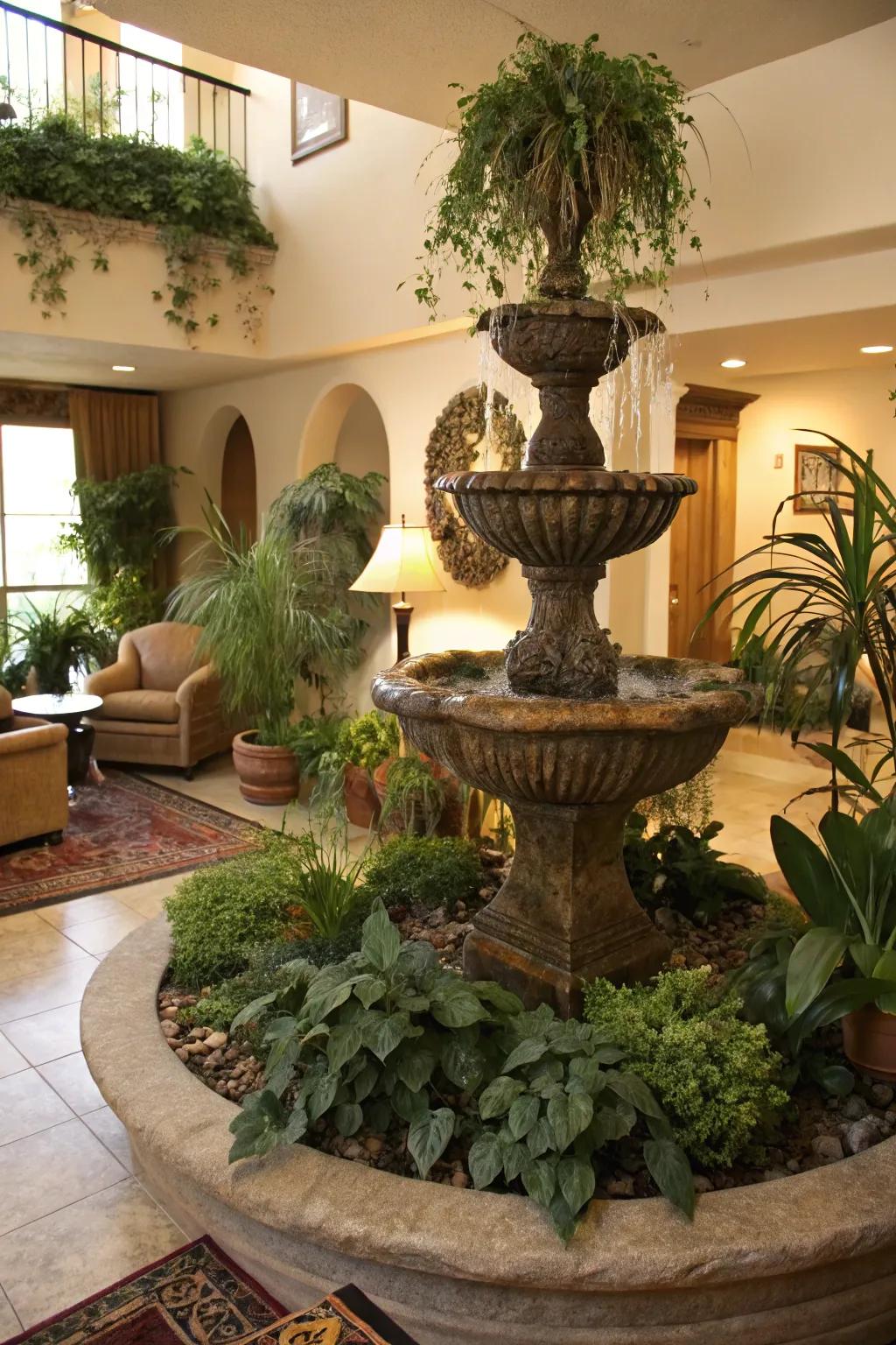 Natural water features blur the boundary between inside and outside.