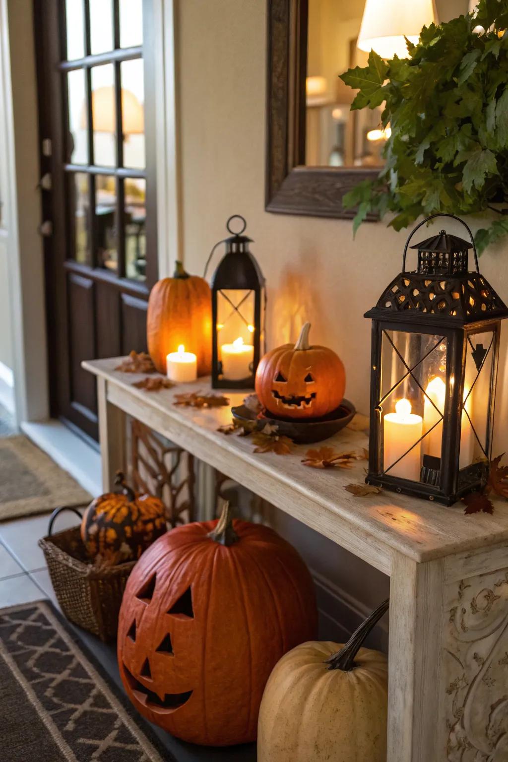 A welcoming Halloween-themed entryway.