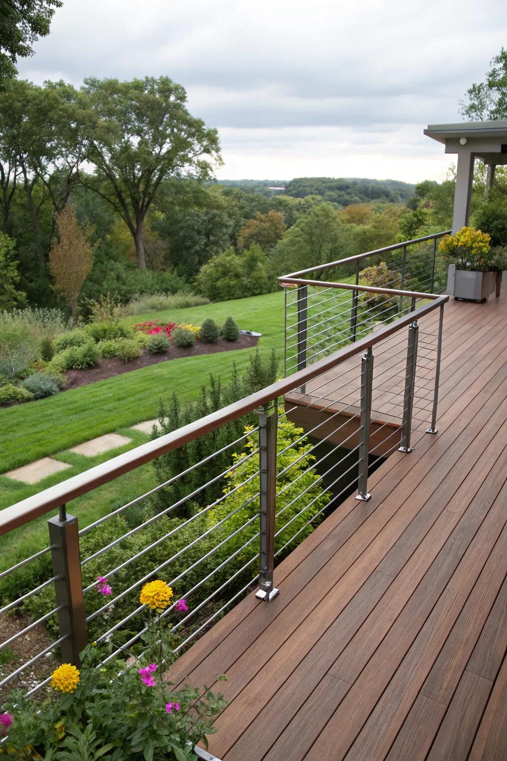 Stylish railings add safety and elegance.