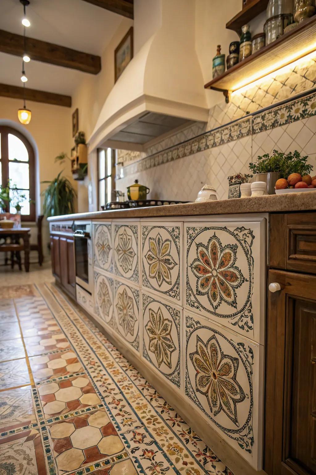 Classic tile borders bring an elegant, past-era feel to your kitchen.