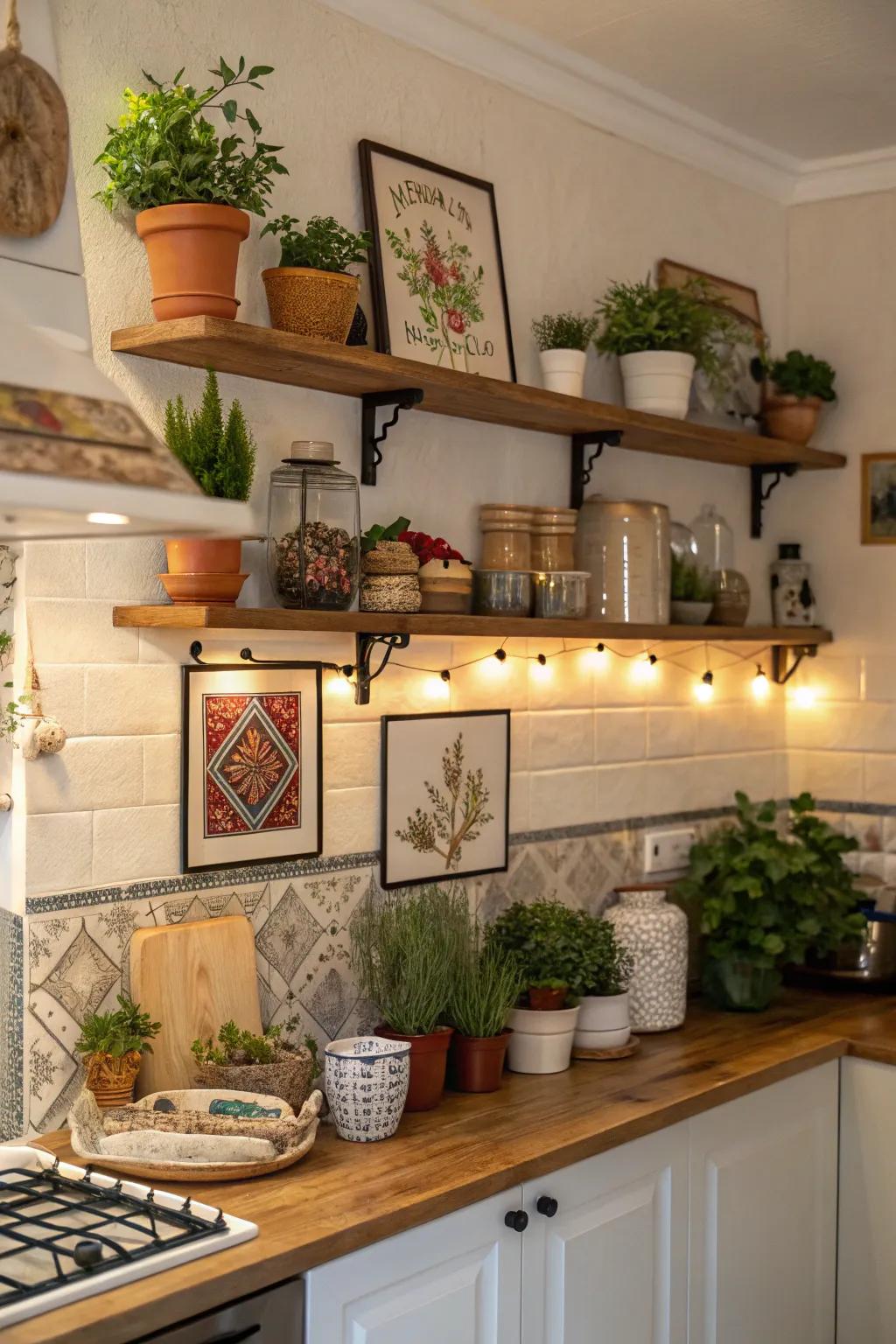 Decorative details like plants and art can personalize and brighten your kitchen.
