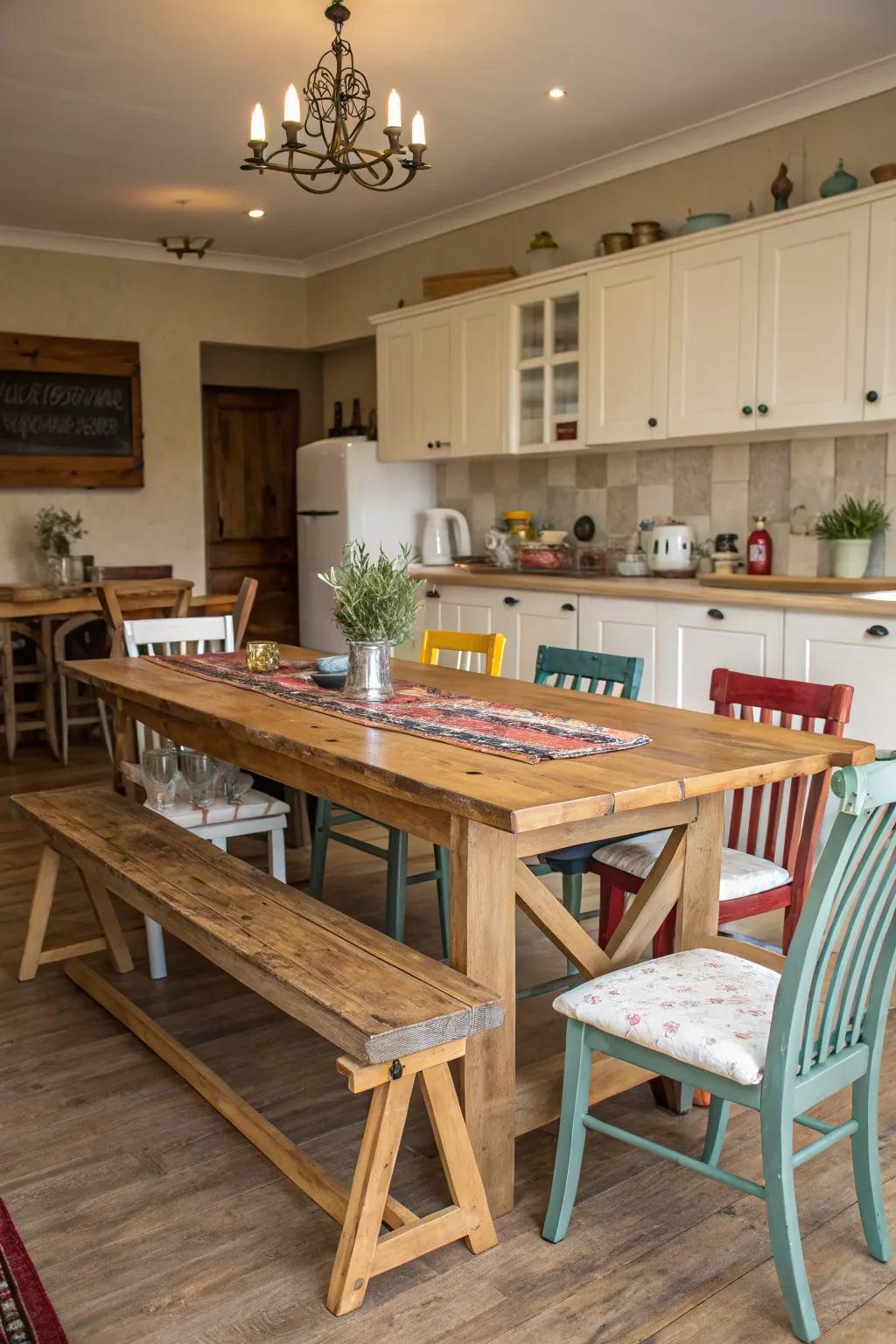 Mix and match seating styles to create a unique kitchen vibe.