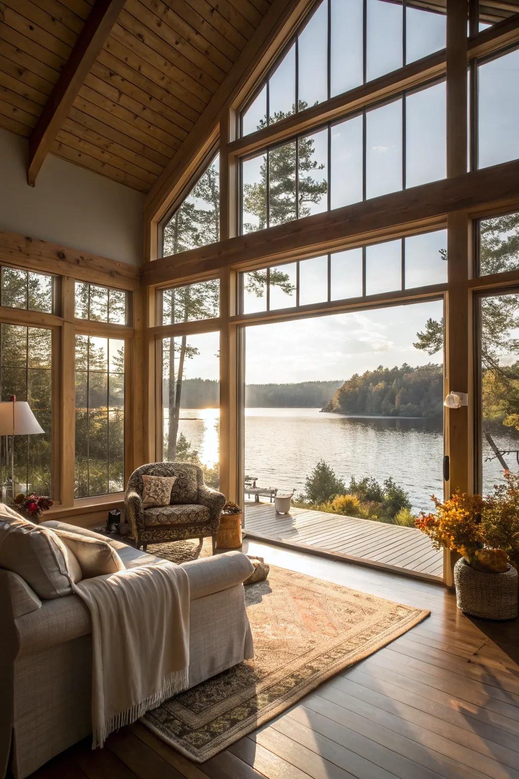 Radiant and airy spaces highlight the beauty of natural surroundings.