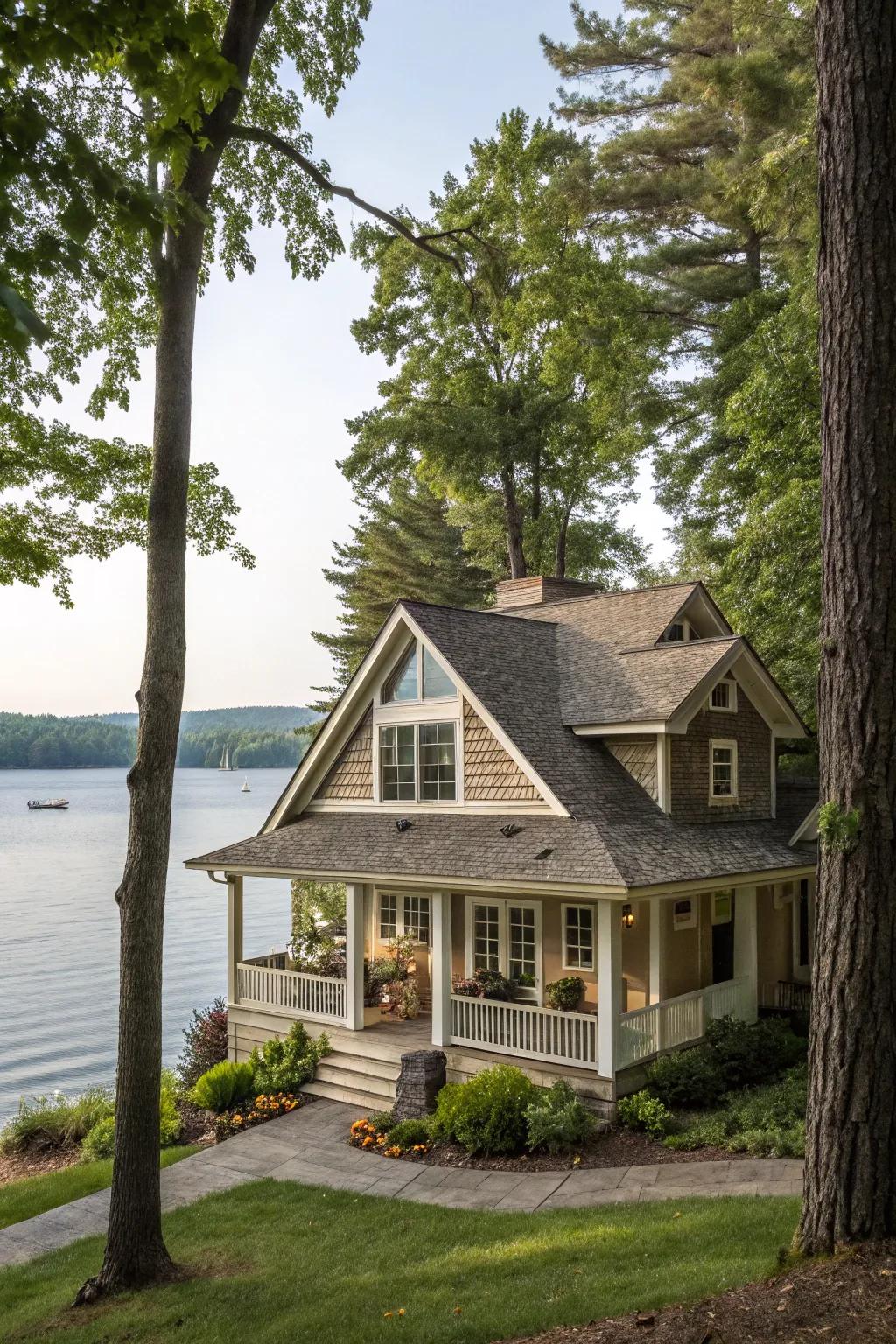 A traditional peaked roof design for timeless appeal.