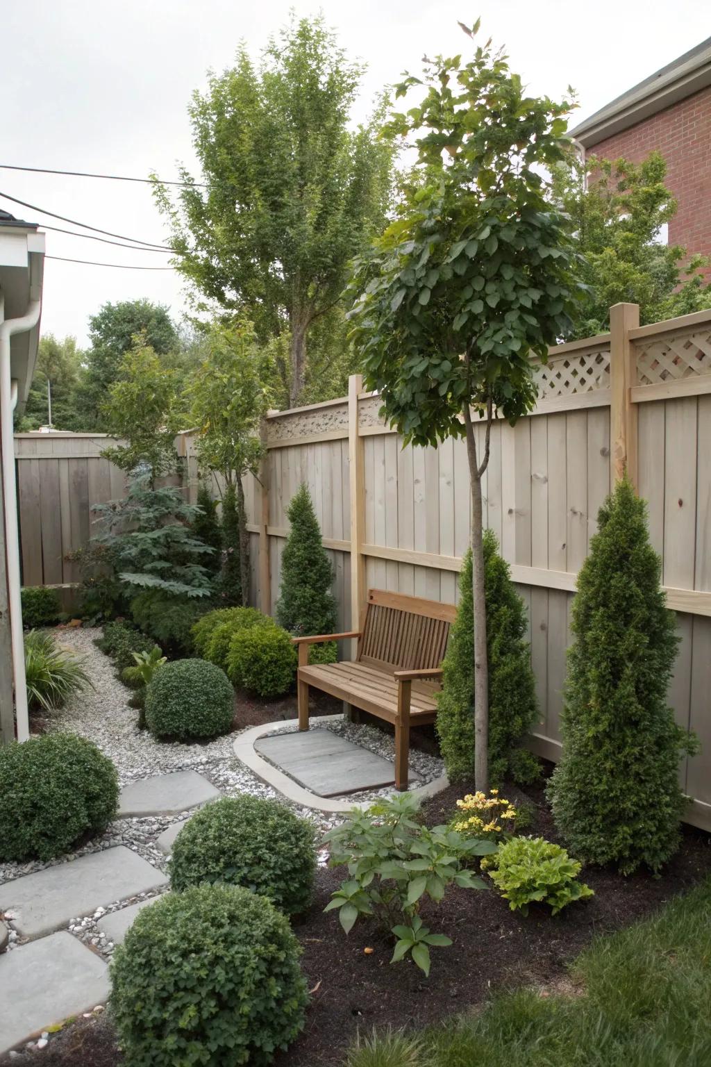 Trees and bushes add shape and privacy to your outdoor space.