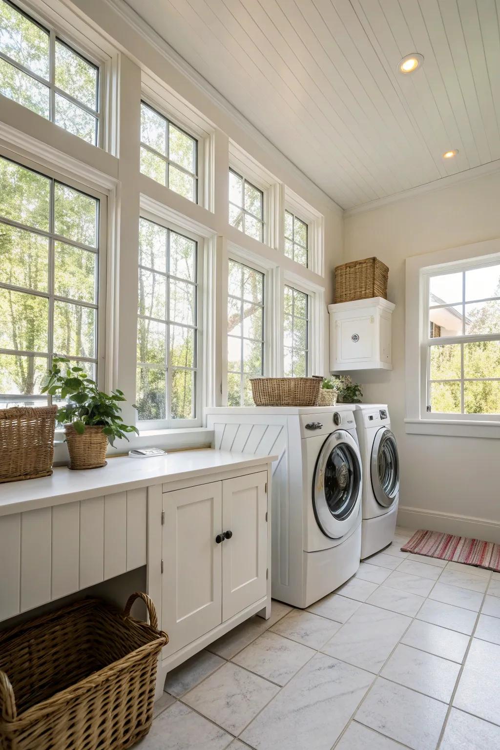 Capture the energy of sunlight to brighten your laundry area.