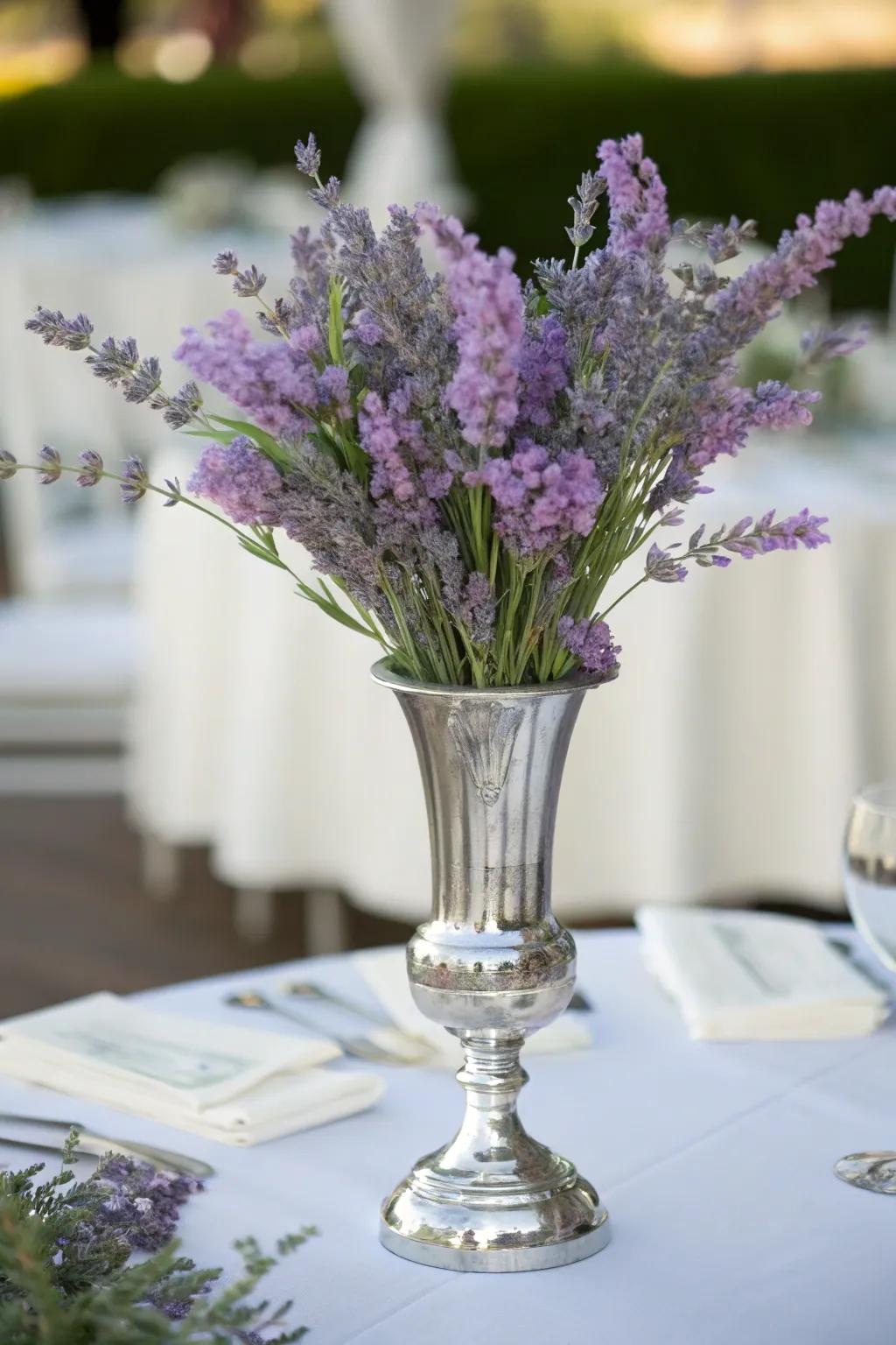 An elegant floral centerpiece that enhances the table's aesthetic with grace.