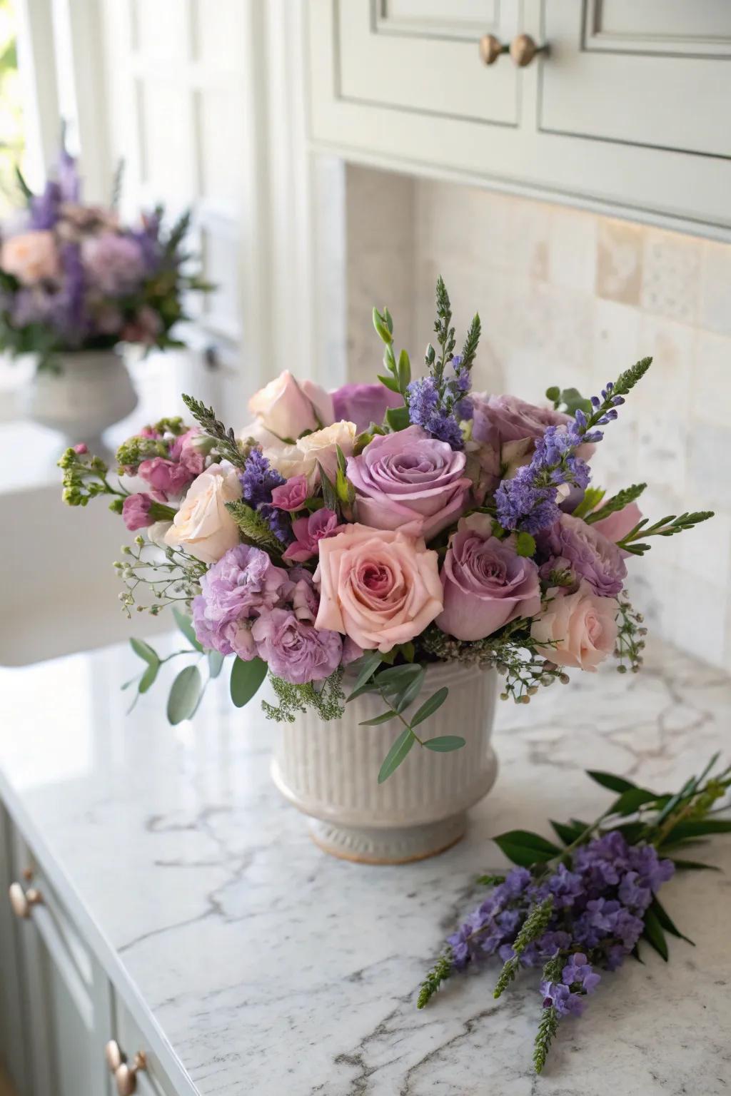 A loving mix of lavender and roses.